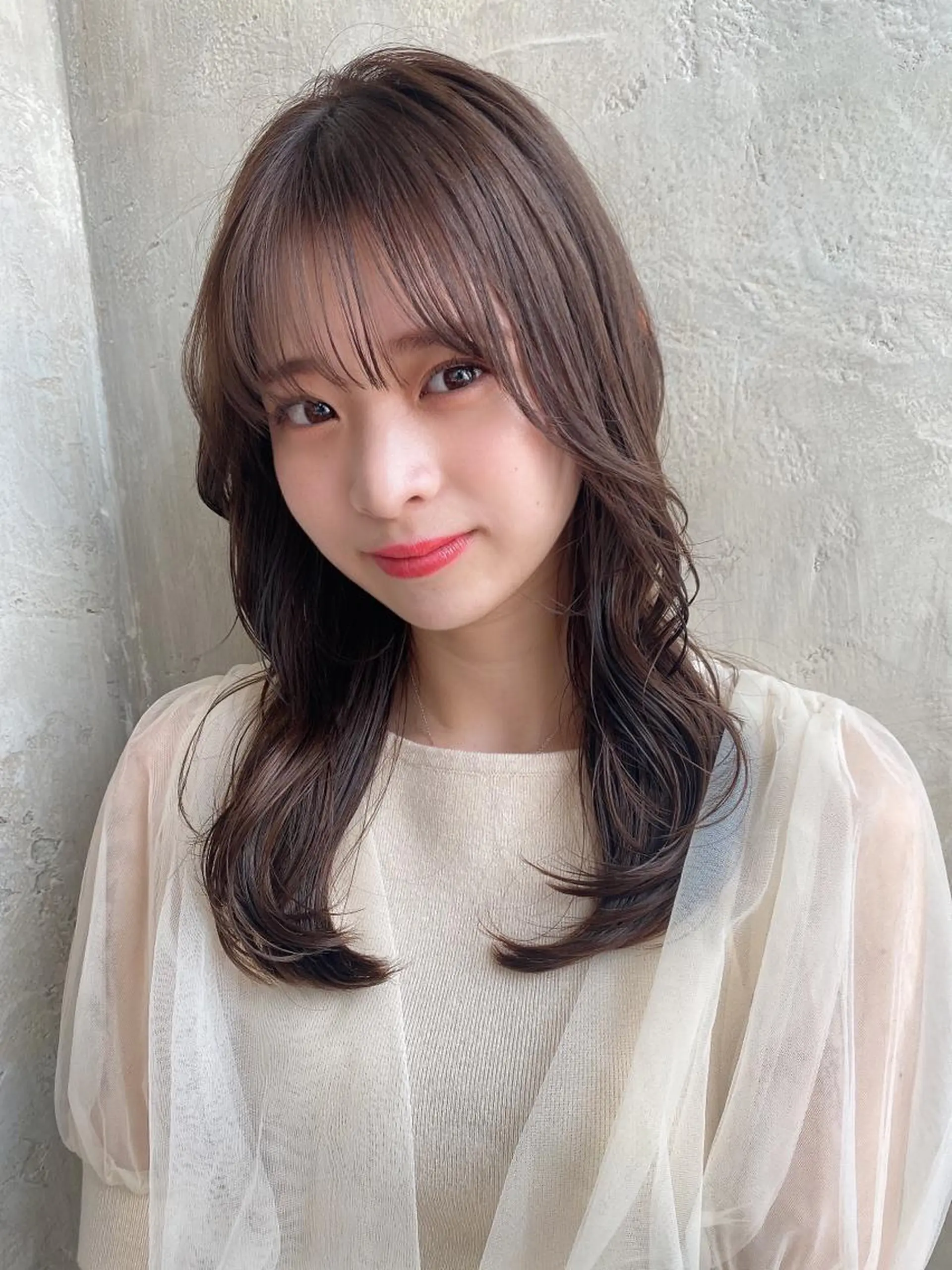 セミロング カラー ベージュカラー ブラウンカラー ブラウンベージュ くびれヘア カット ヘアカラー トリートメント 顔周り/くびれヘア 韓国ヘア💕風間るなのヘアスタイル