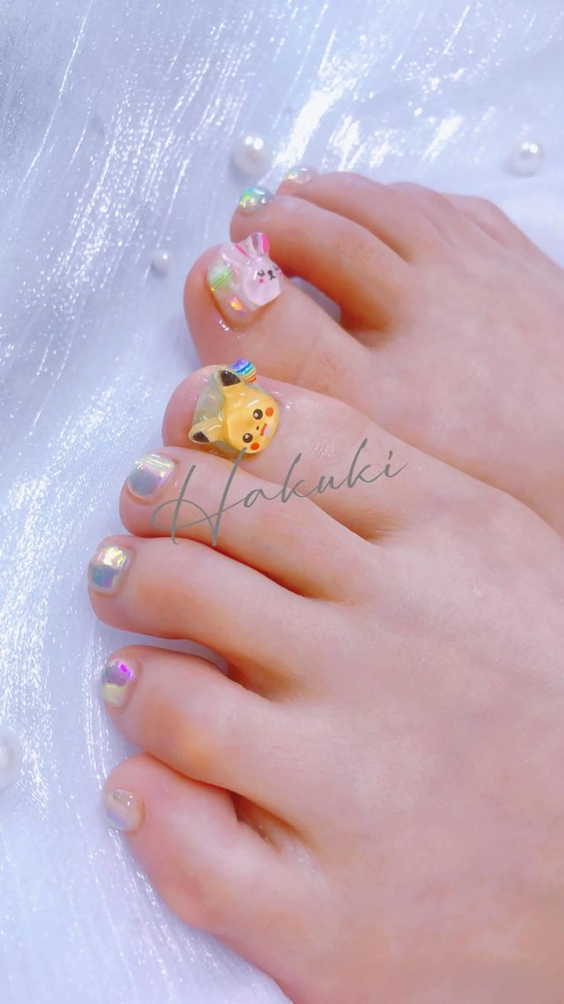 ネイル フットネイル 氷ネイル・うるうるネイル ハンドネイル ハンドケア ハク キのネイルデザイン