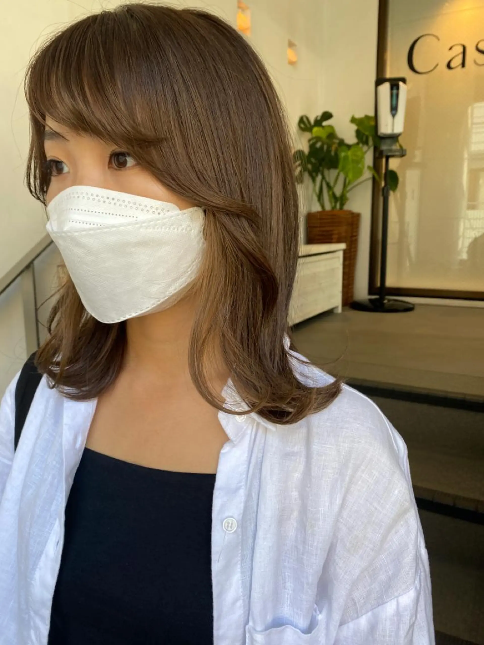 ミディアム カラー ヘアアレンジ ベージュカラー ナカジ🌸ロブ/ボブ /前髪🌸のヘアスタイル