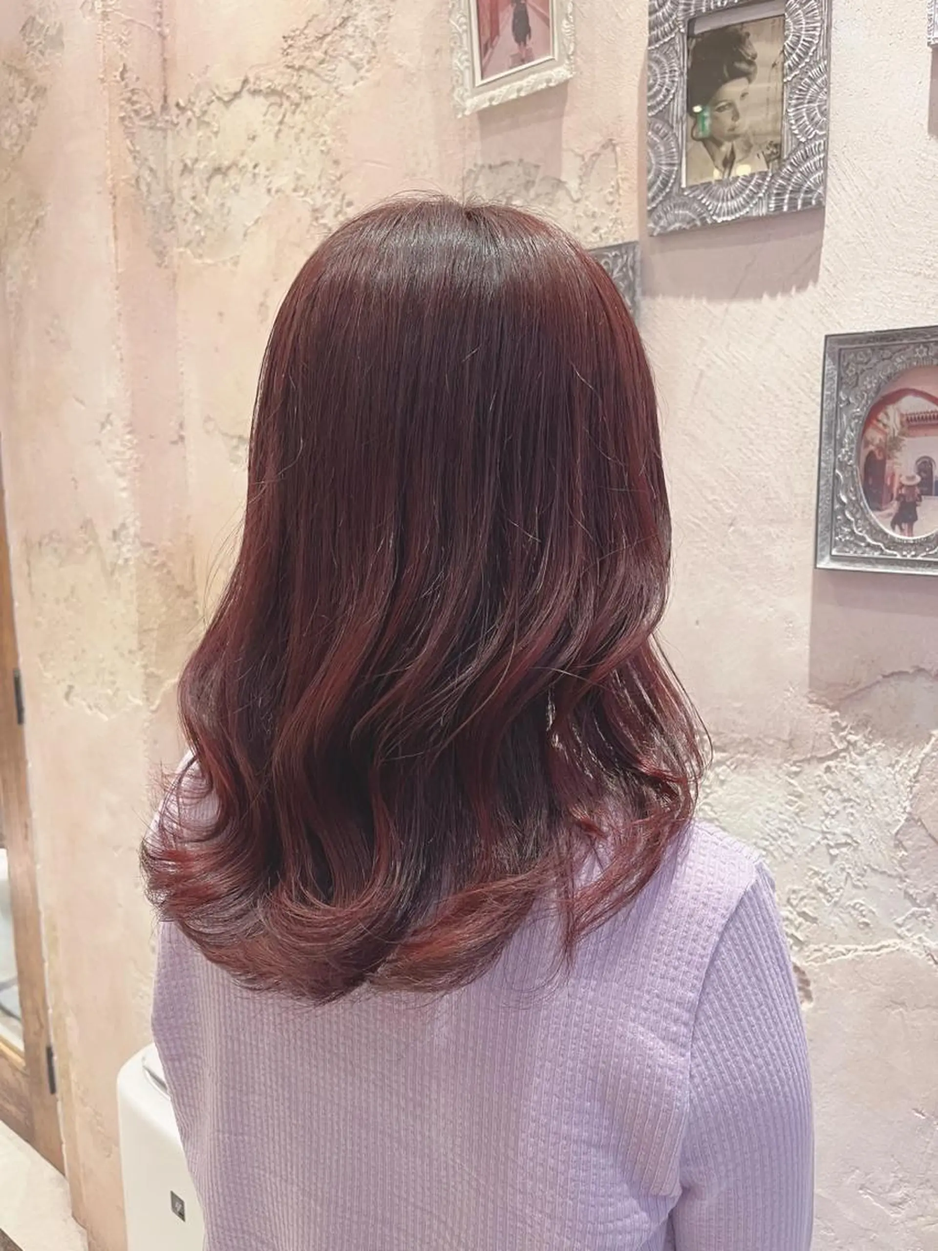 ミディアム 川井麻由🎀アイドル 量産🎀ピンクカラーのヘアスタイル