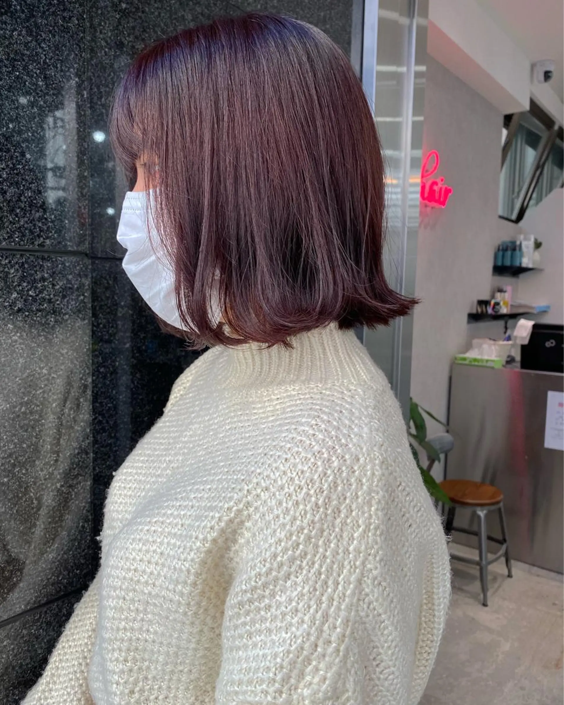 ミディアム カラー オリーブ/アッシュ やわらか透明感カラーのヘアスタイル