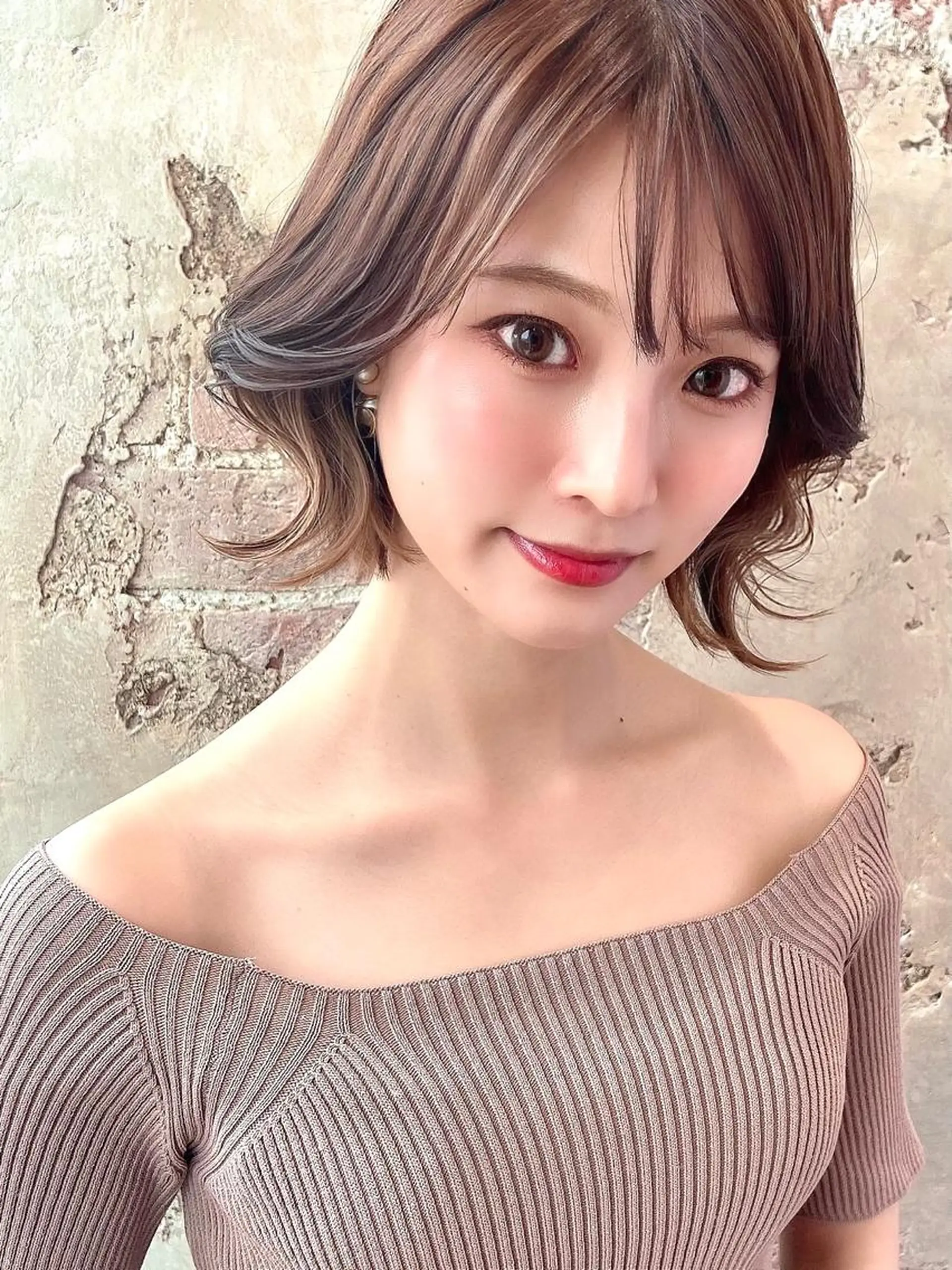 ミディアム カラー パーマ ヘアアレンジ ボブ くびれヘア 韓国風ヘア Surpass所属・🌈小顔似合わせ SHIHO🌈のヘアスタイル