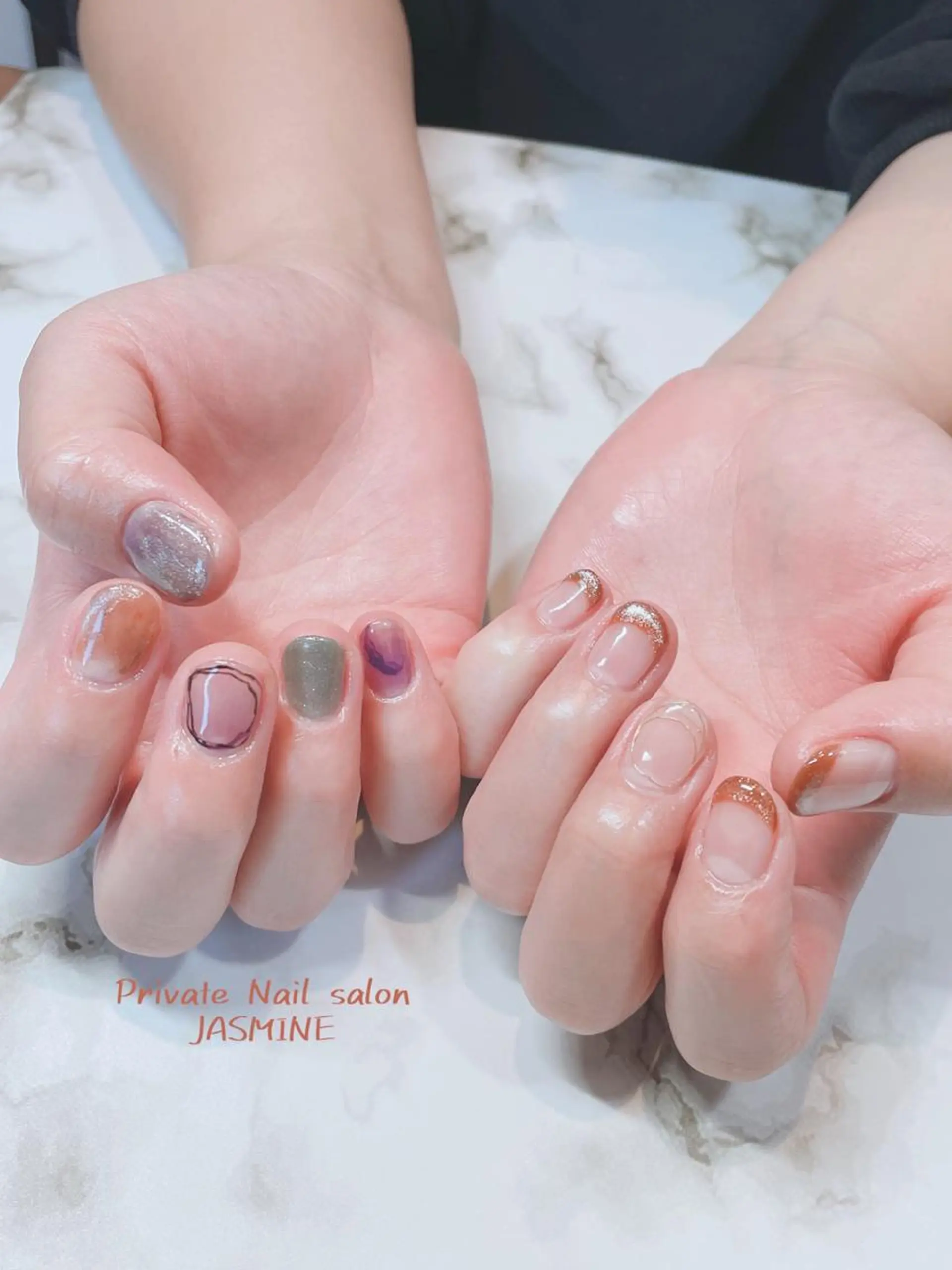 ネイル フレンチネイル マグネットネイル マグネットフレンチ ニュアンスネイル Nail salon JASMINEのネイルデザイン