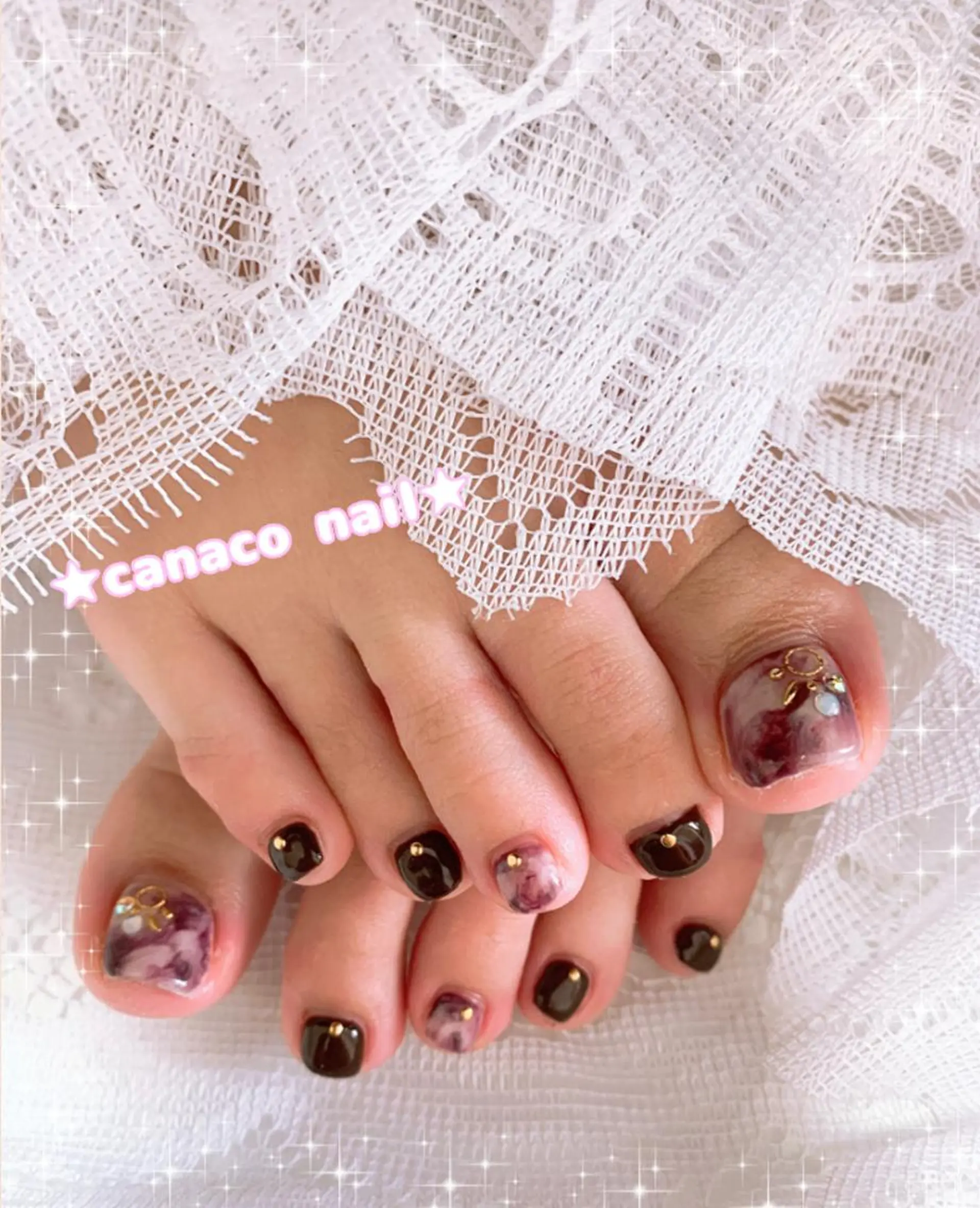 ネイル ブラウン フットネイル 大理石ネイル(マーブル) Felice所属・ベテランネイル cnc  nailのネイルデザイン