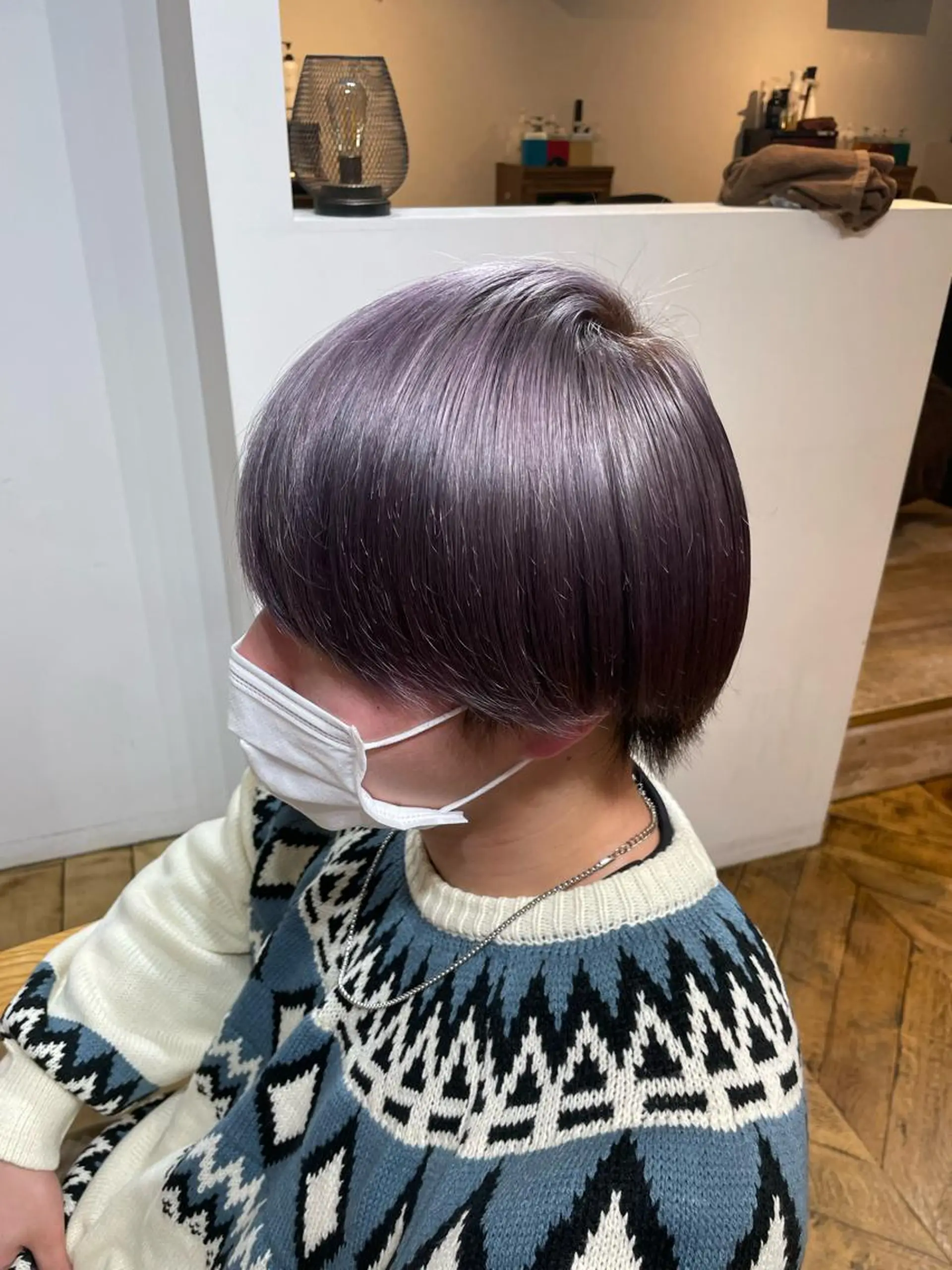 ショート カラー ⭐ハイトーンブリーチ ミルクティーピンクのヘアスタイル