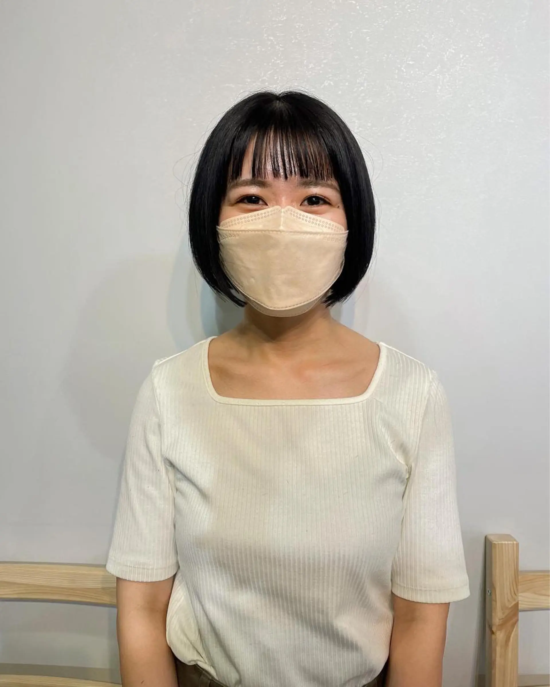 ショート カラー ボブ オン眉 レイヤーパーマ＊ 顔まわり似合わせのヘアスタイル