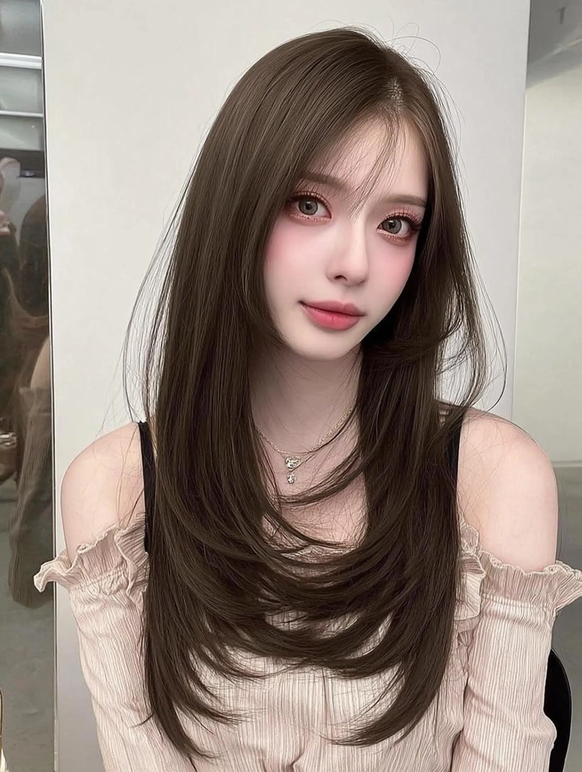 ロング ボブ 顔まわりレイヤー 髪質改善 韓国風ヘア レイヤーカット カット 大久保 雪乃🌛のヘアスタイル