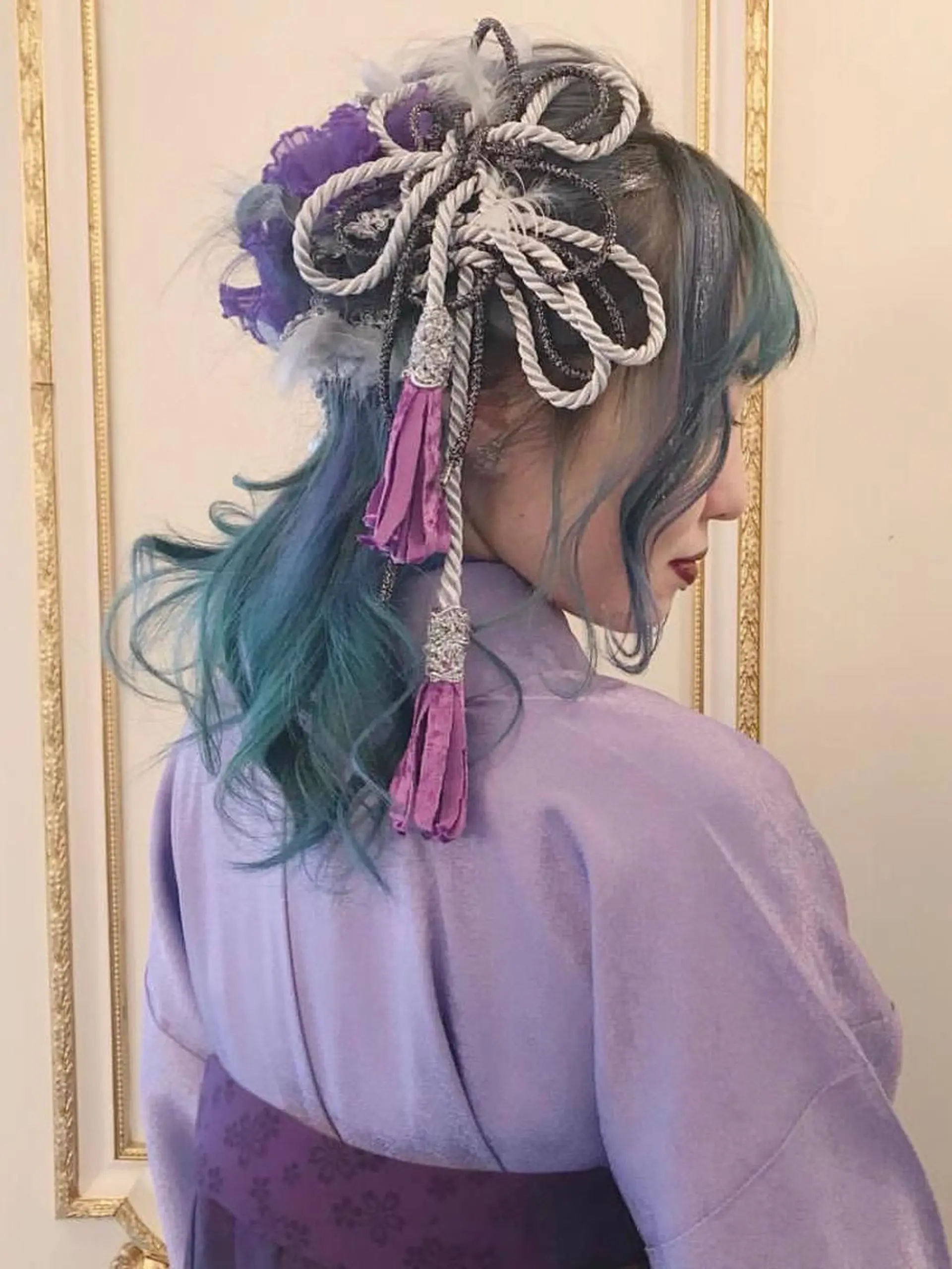 ロング カラー パーマ ヘアアレンジ ハーフアップ 高橋 隆一のヘアスタイル