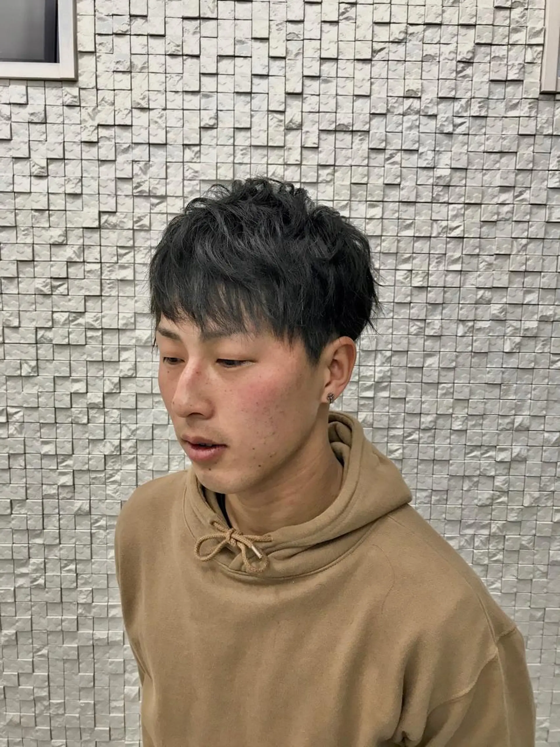 ミディアム パーマ メンズ 小野 康生のヘアスタイル