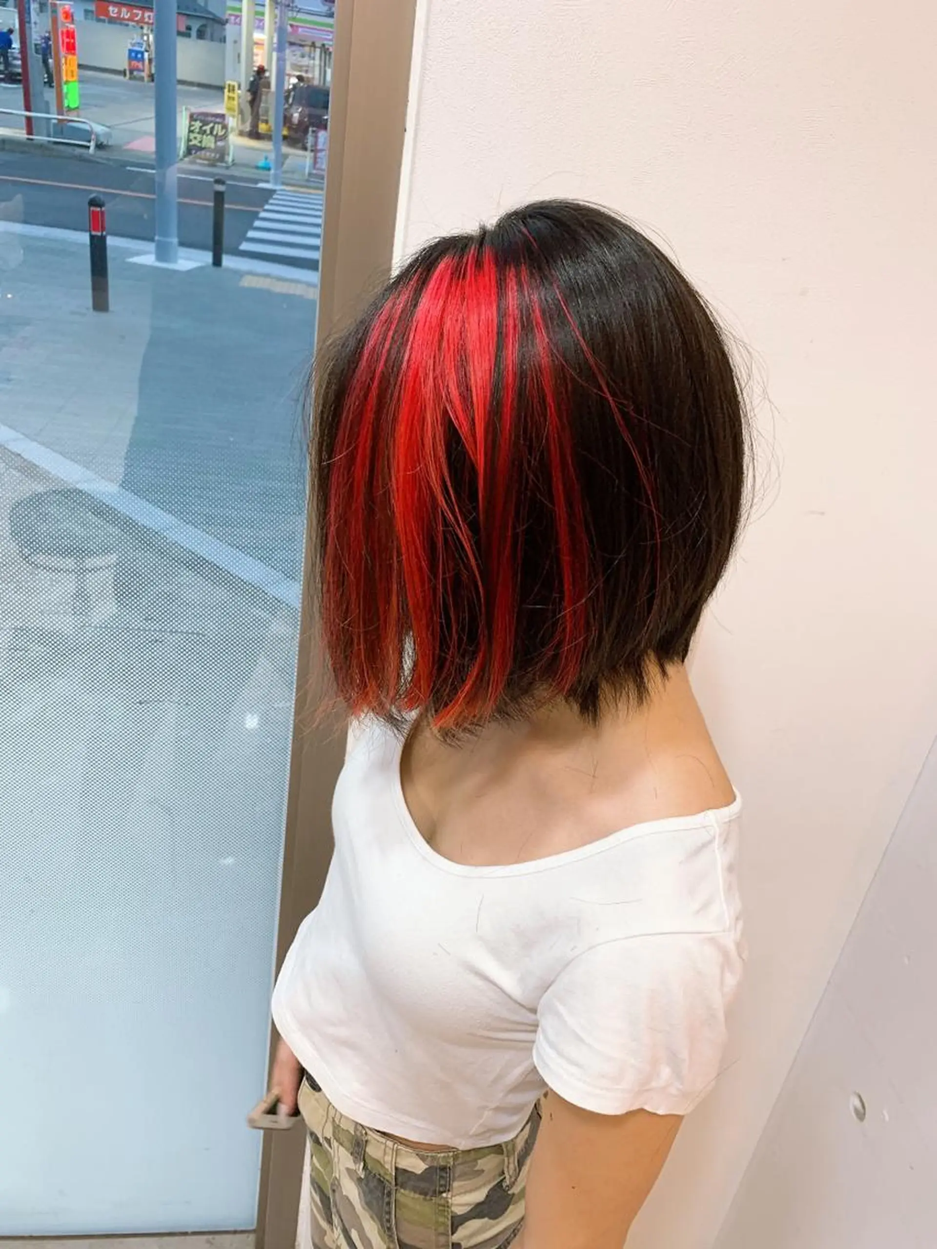 ミディアム カラー カット ヘアカラー トリートメント 白髪ぼかしハイライト 柳川拓哉のヘアスタイル