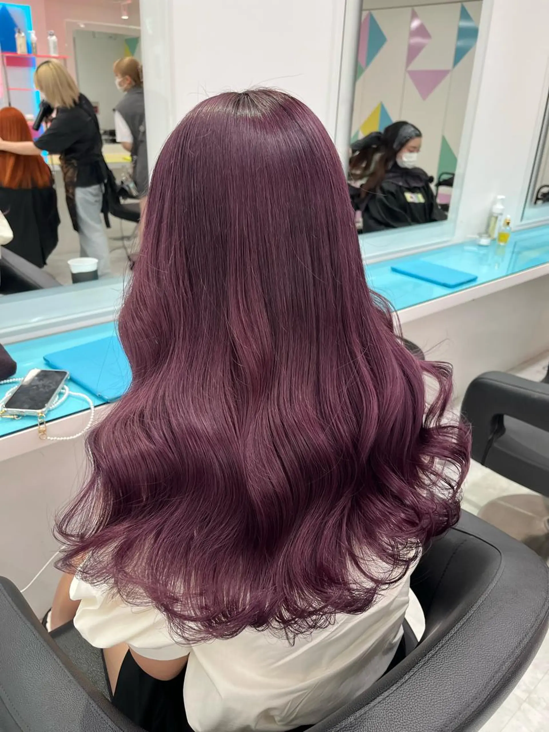 ロング カラー ヘアカラー ヘアセット ワインレッド 🍒KAHOのヘアスタイル