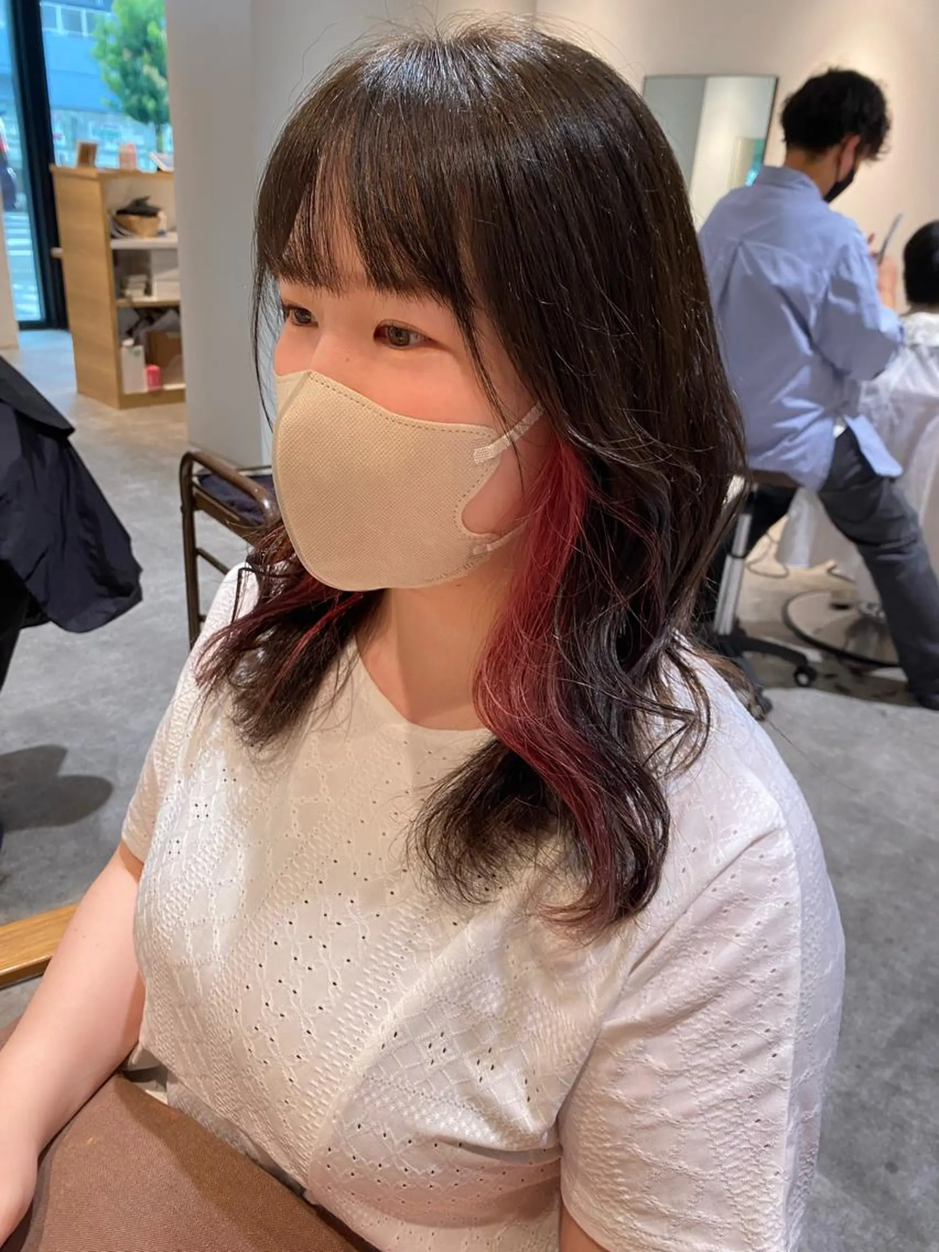 セミロング カラー ブリーチ ピンクカラー カット ヘアカラー オスズ 🎀´-のヘアスタイル