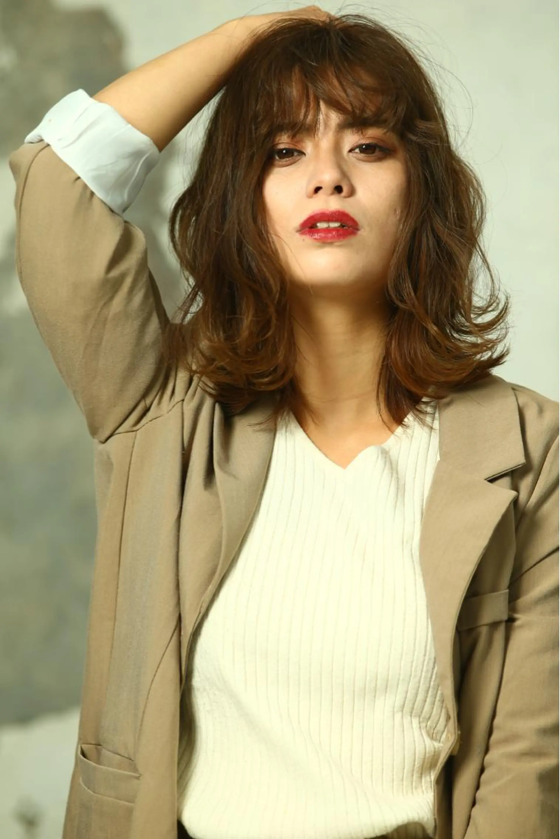 セミロング カラー ヘアアレンジ 外ハネヘア Lee 甲子園のヘアスタイル