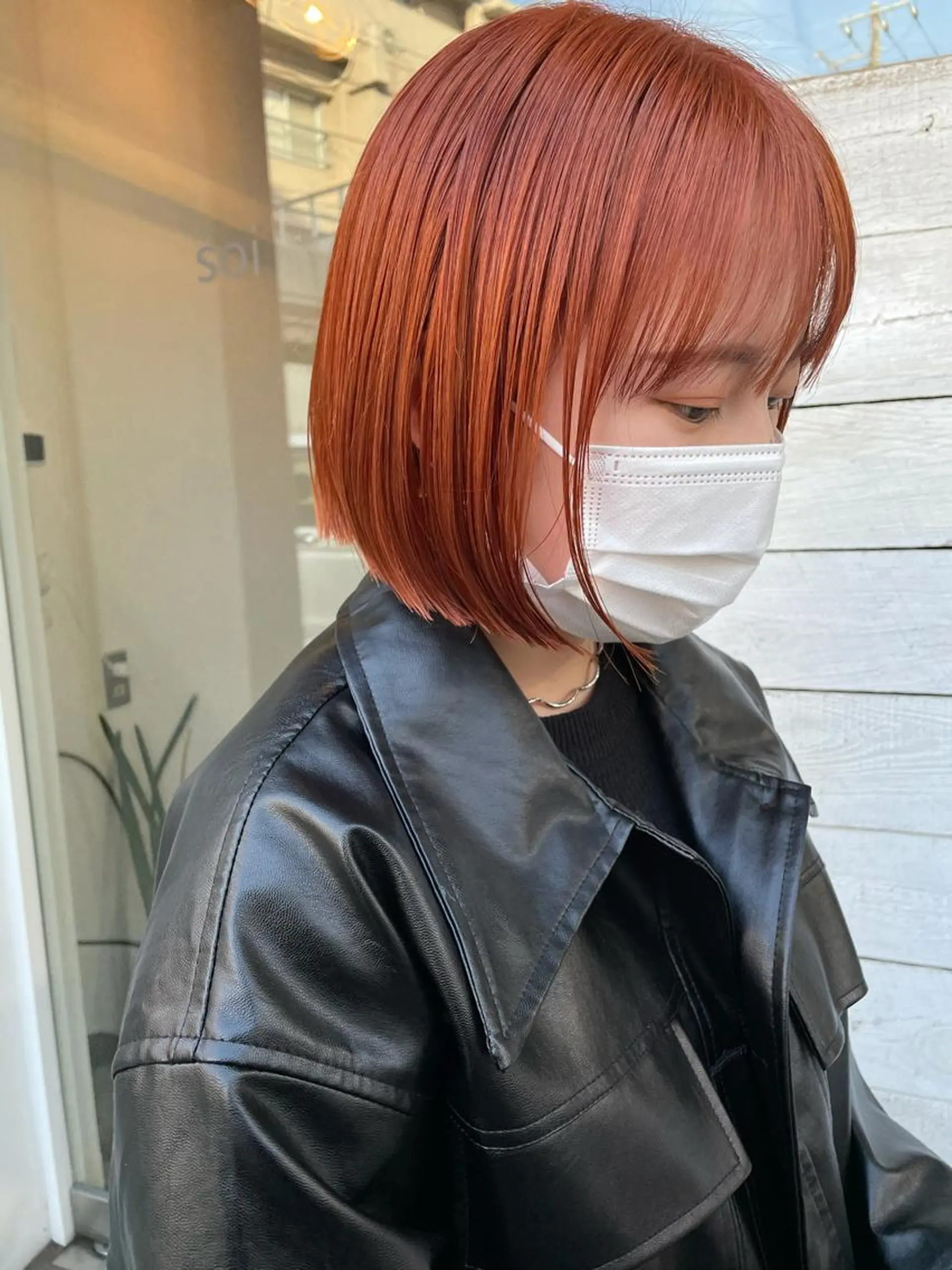 ショート カラー オレンジ レッドカラー ヘアカラー トリートメント パーマ/透明感カラー /ボブ/吉田一生のヘアスタイル