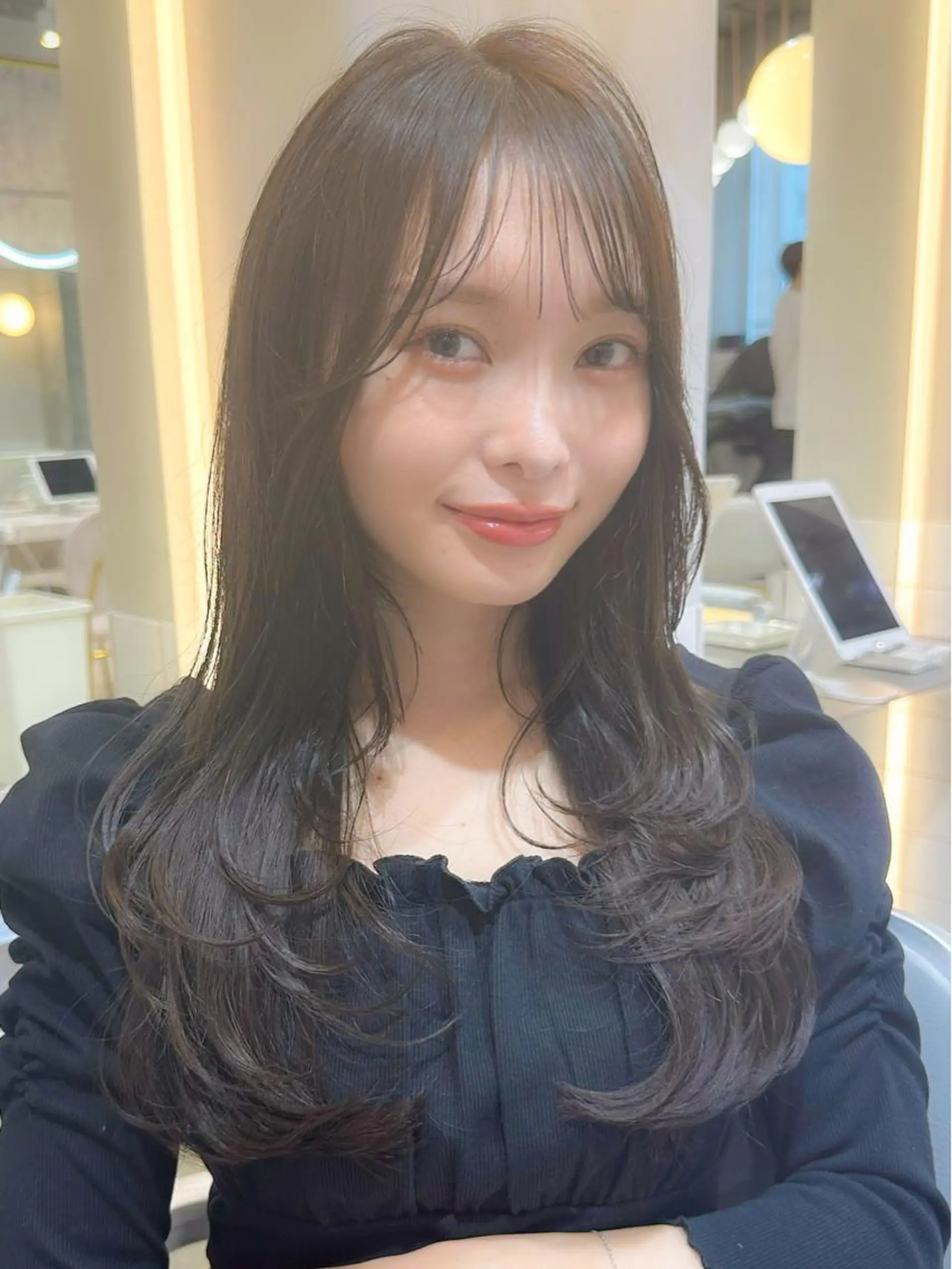 セミロング カラー カット ヘアカラー トリートメント 新宿/韓国風レイヤー 髪質改善/渋谷直樹のヘアスタイル