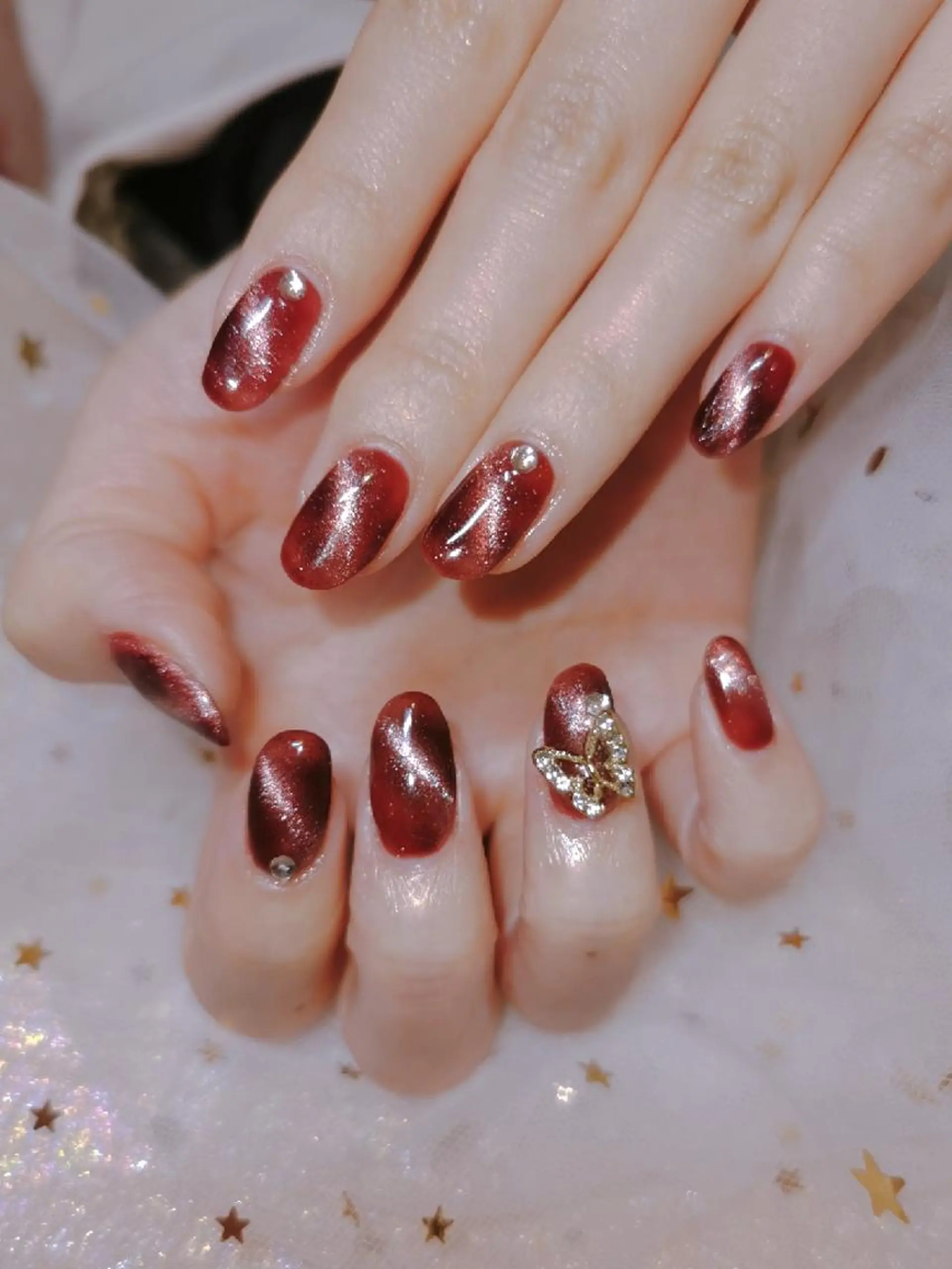 ネイル ミディアム ネイリストゆか💅 長さだし、深爪矯正のネイルデザイン