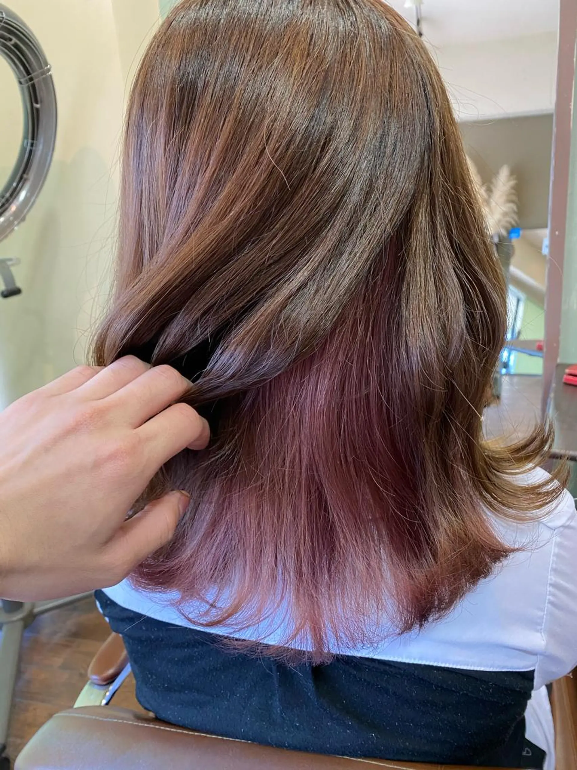 ミディアム カラー ベージュカラー ピンクカラー ピンクベージュ ヘアカラー ブランシェ小幡駅前店 森樹のヘアスタイル