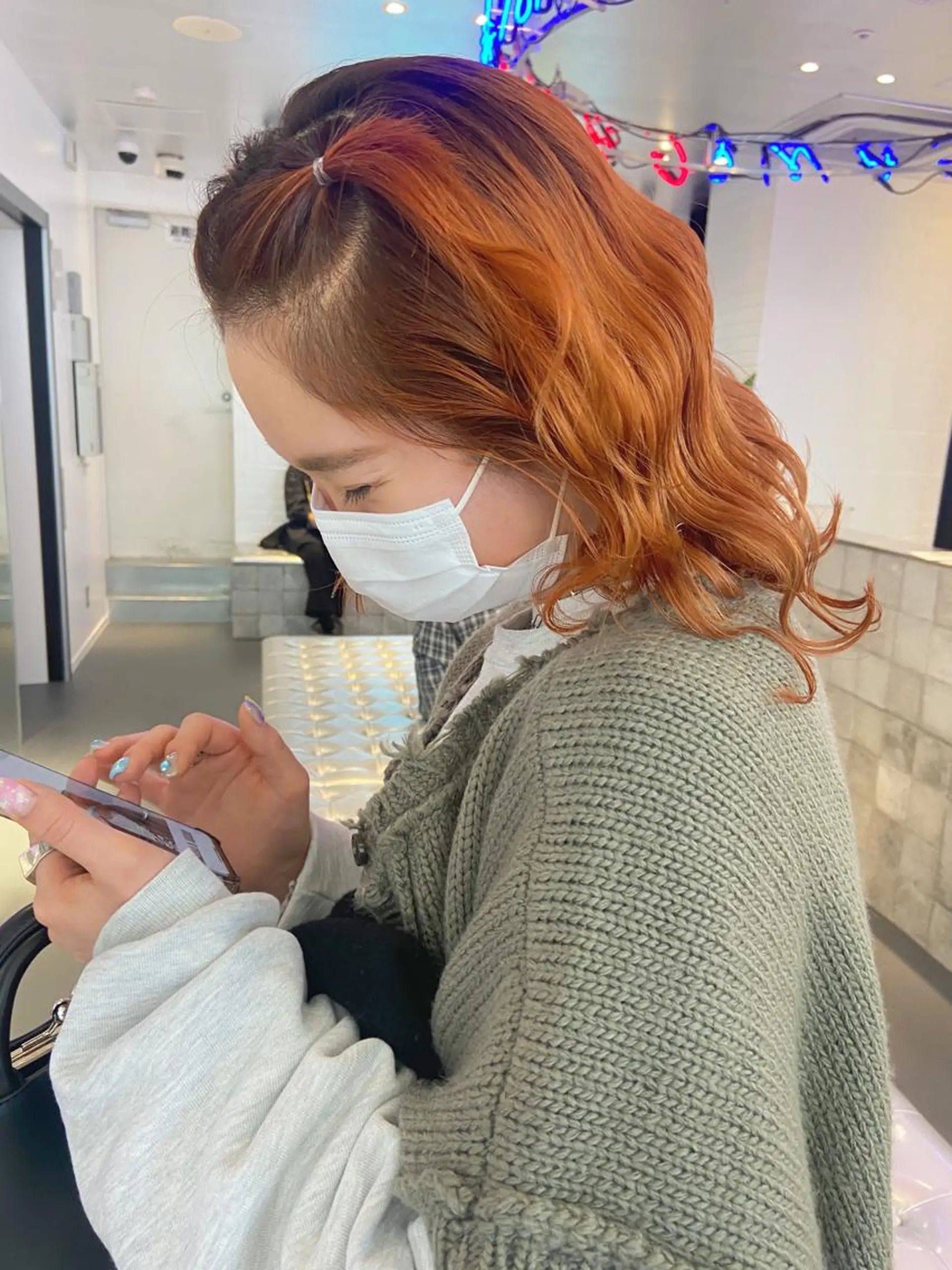 ミディアム カラー ヘアアレンジ オレンジ レイヤーカット指名 No.1💖マユカのヘアスタイル