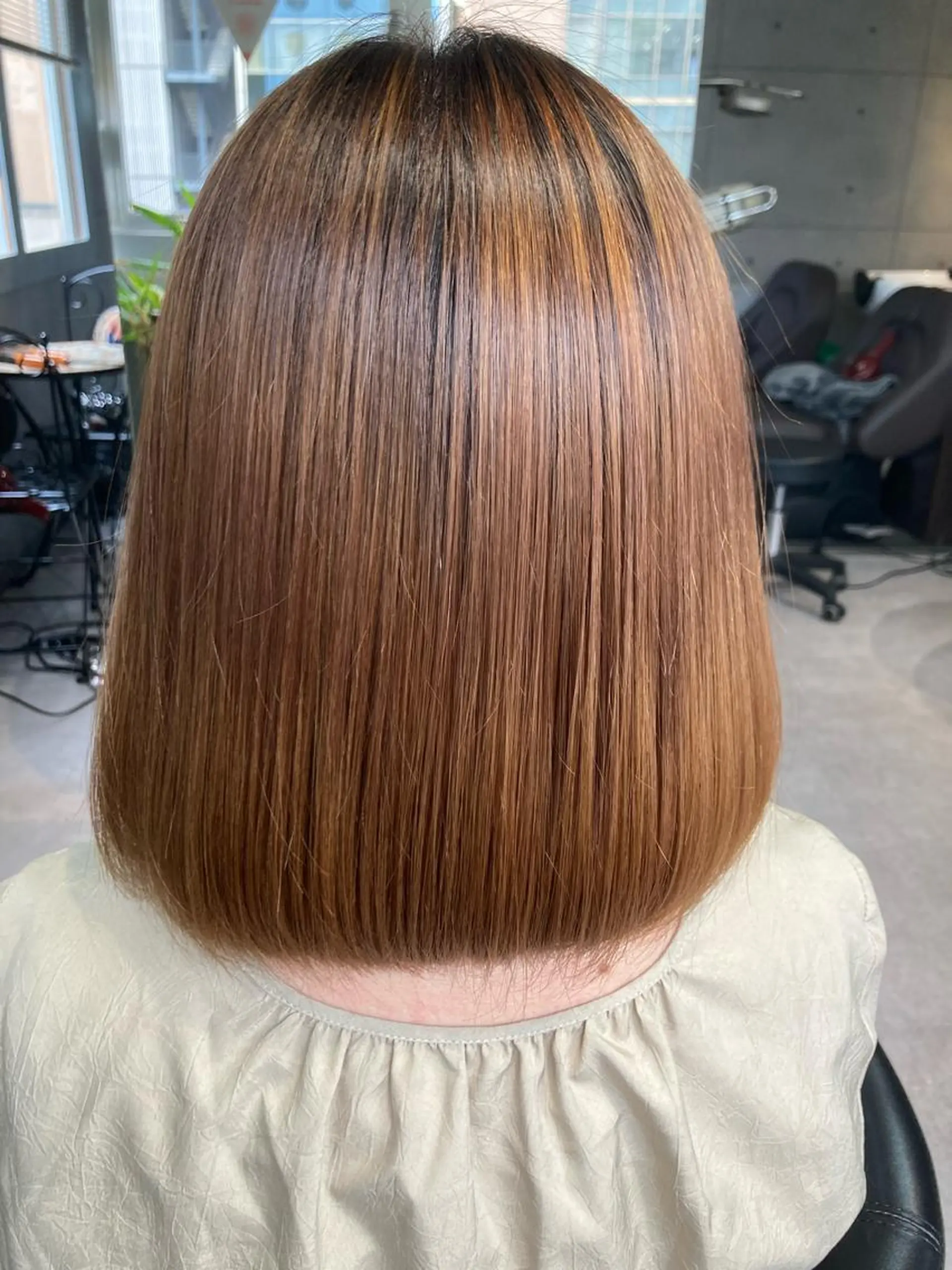 ミディアム 縮毛矯正 髪質改善☺︎縮毛矯正 ふじい まりんのヘアスタイル