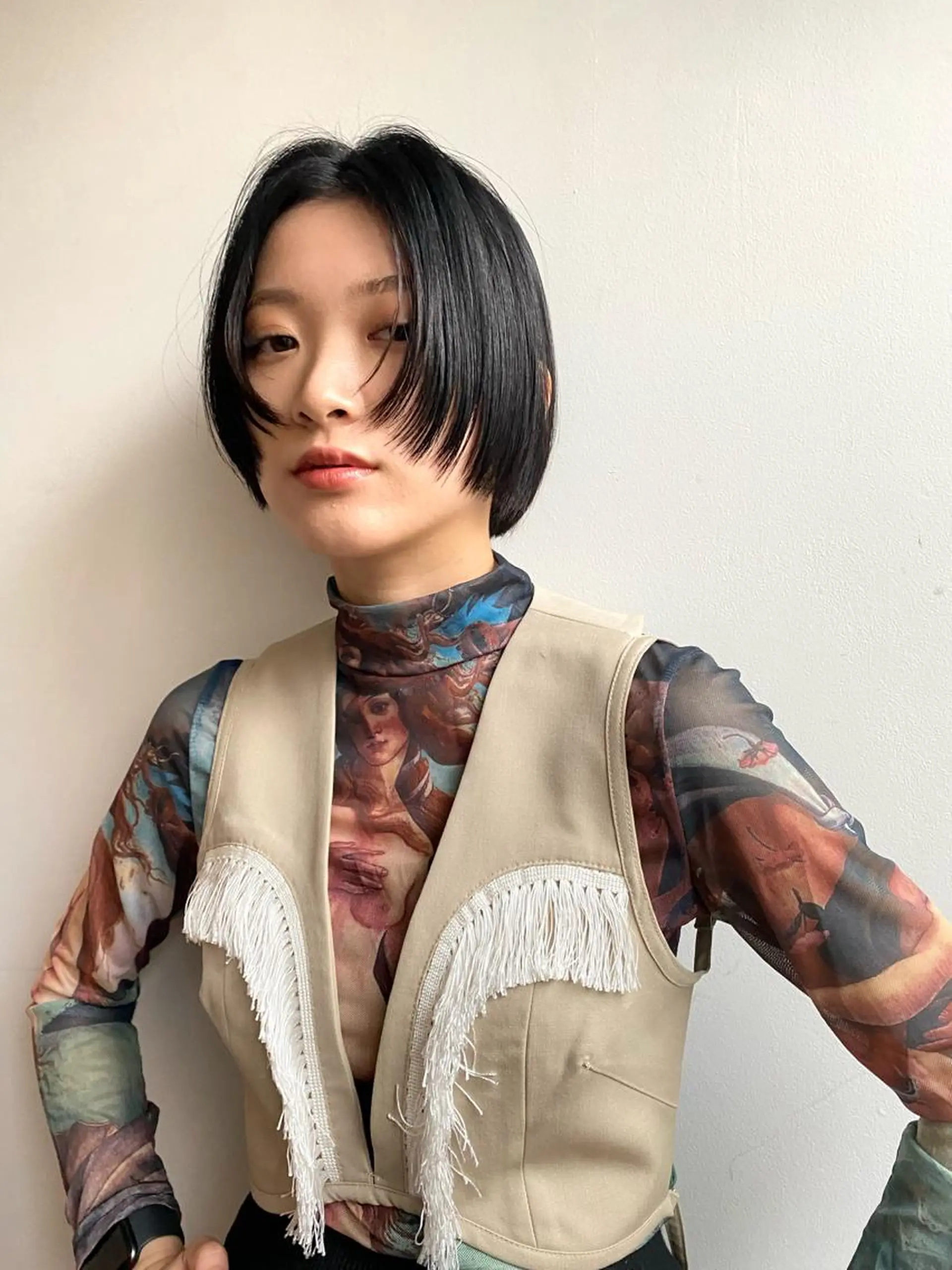 ショート カット トリートメント パーマ、髪質改善 菊地美月のヘアスタイル