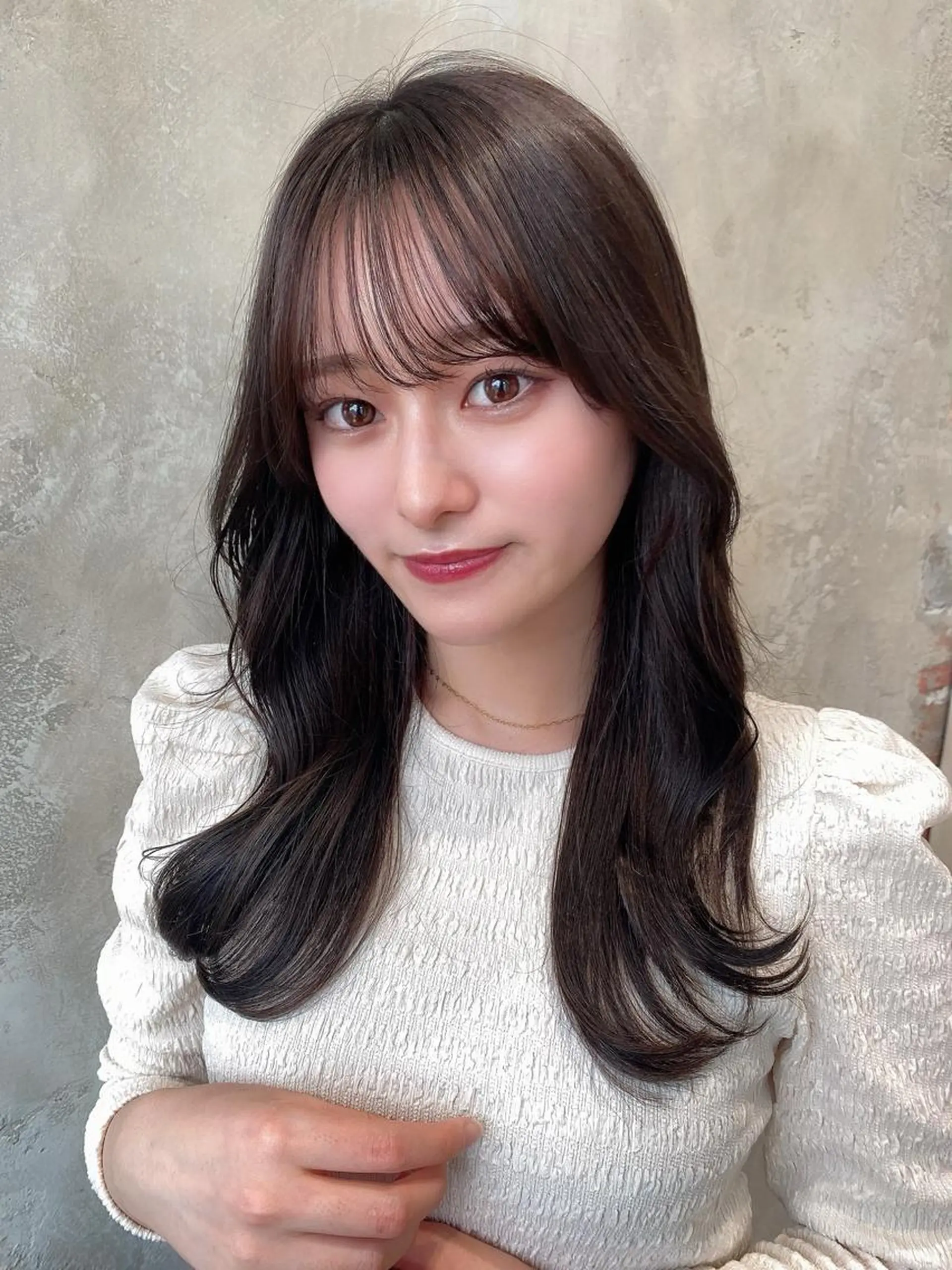 セミロング カラー ベージュカラー ブラウンカラー ブラウンベージュ くびれヘア カット ヘアカラー トリートメント 顔周り/くびれヘア 韓国ヘア💕風間るなのヘアスタイル