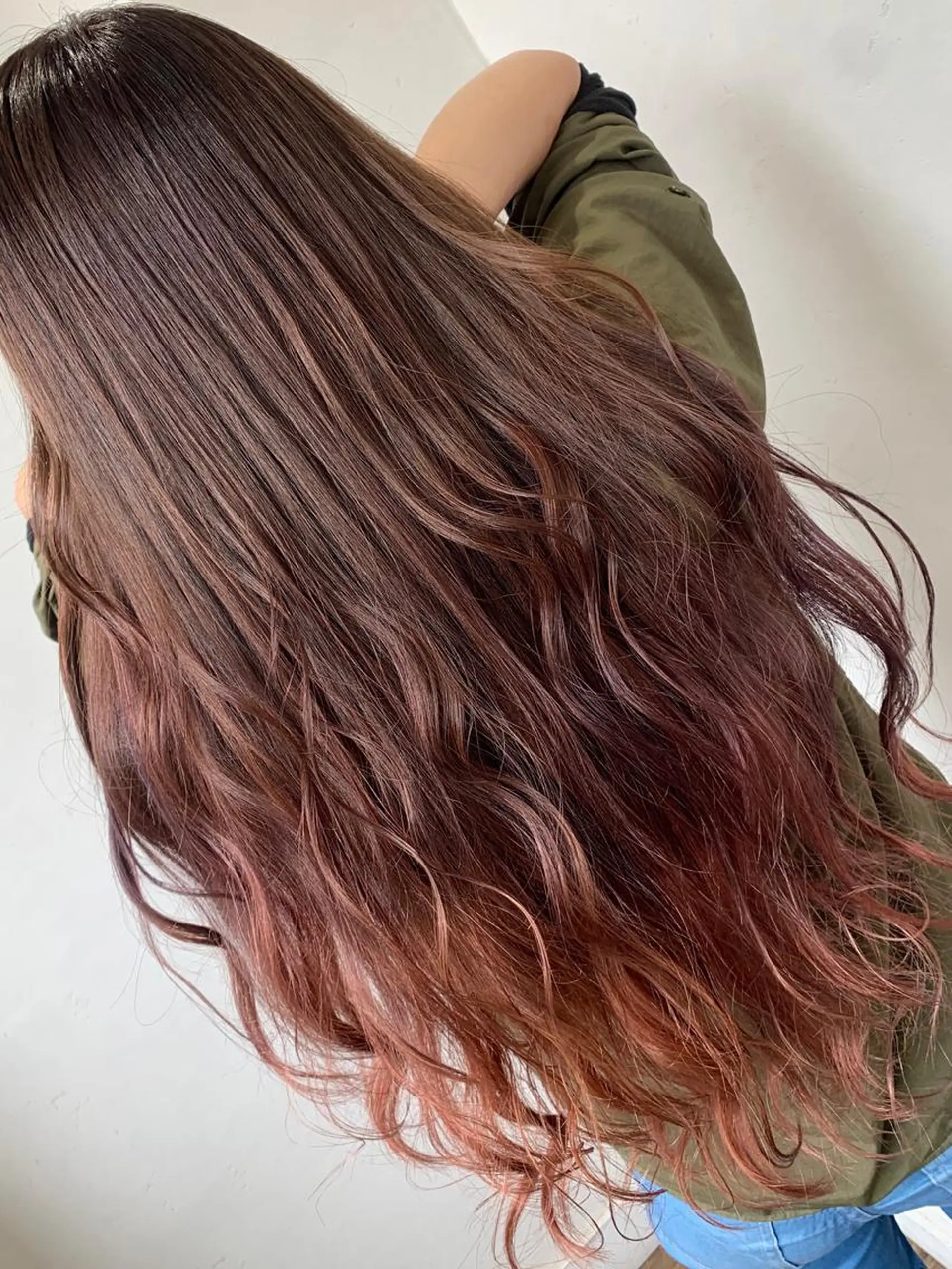 ロング カラー パーマ ブリーチ毛縮毛矯正 👑山口のヘアスタイル