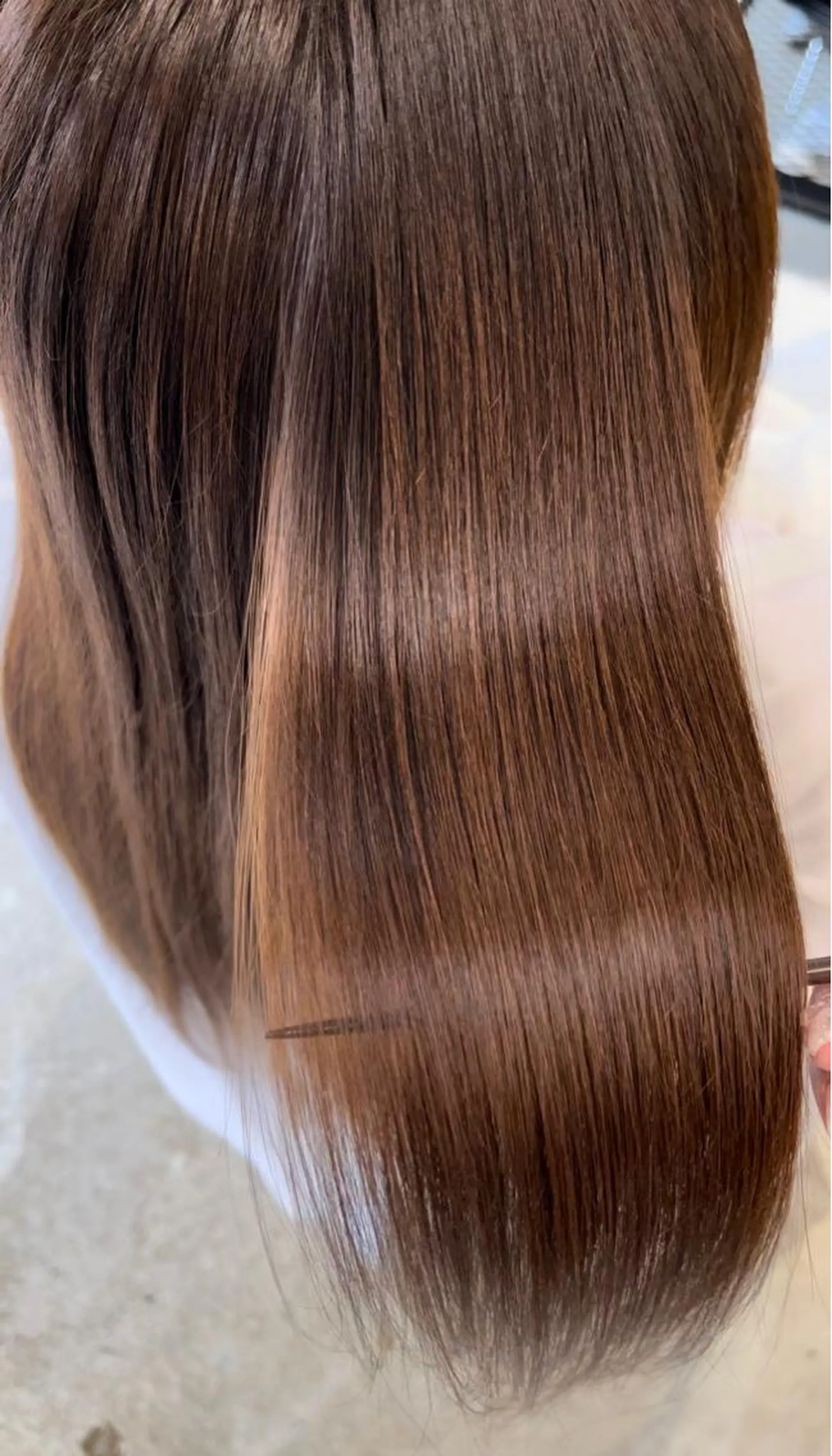 ロング カット 縮毛矯正 トリートメント おかにわ みりのヘアスタイル