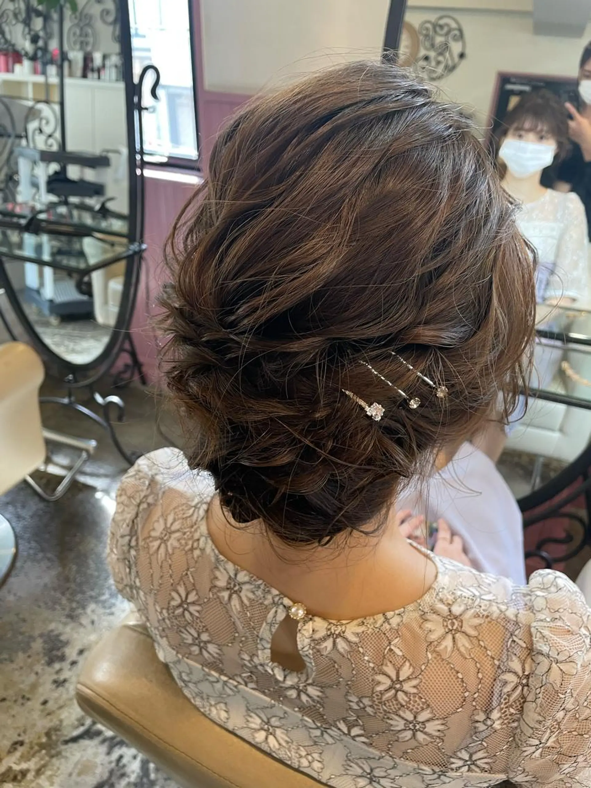 セミロング カラー パーマ ヘアアレンジ メンズ ヘアセット 表参道Lise おおいしおりのヘアスタイル