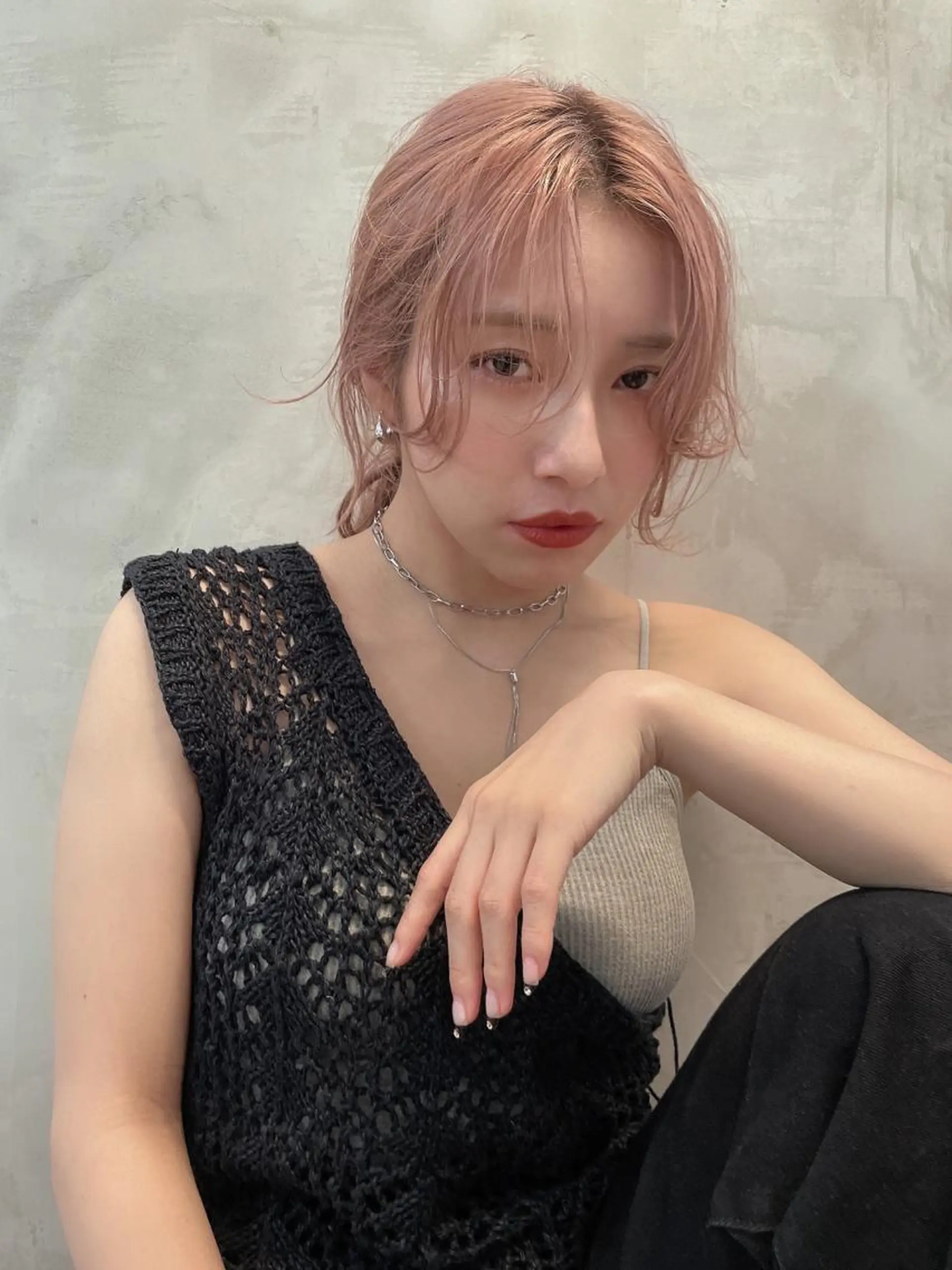 セミロング カラー ヘアアレンジ 小顔レイヤー×コンパ クトボブ/林隆平のヘアスタイル