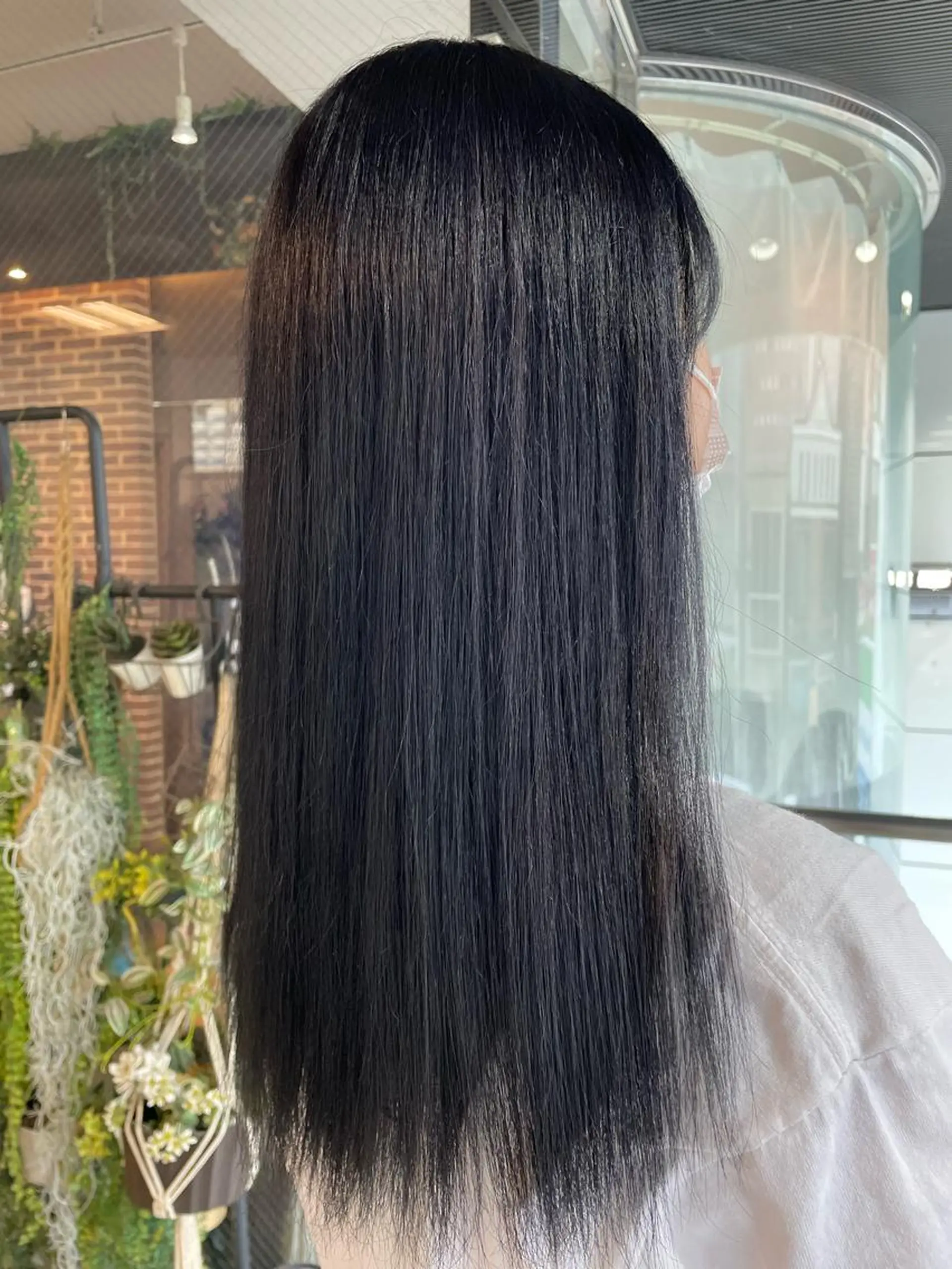 セミロング カラー 黒髪 ブリーチ ブルーカラー ブルーブラック ブリーチなしカラー メンズ/艶髪/カラー サクラ🌸のヘアスタイル
