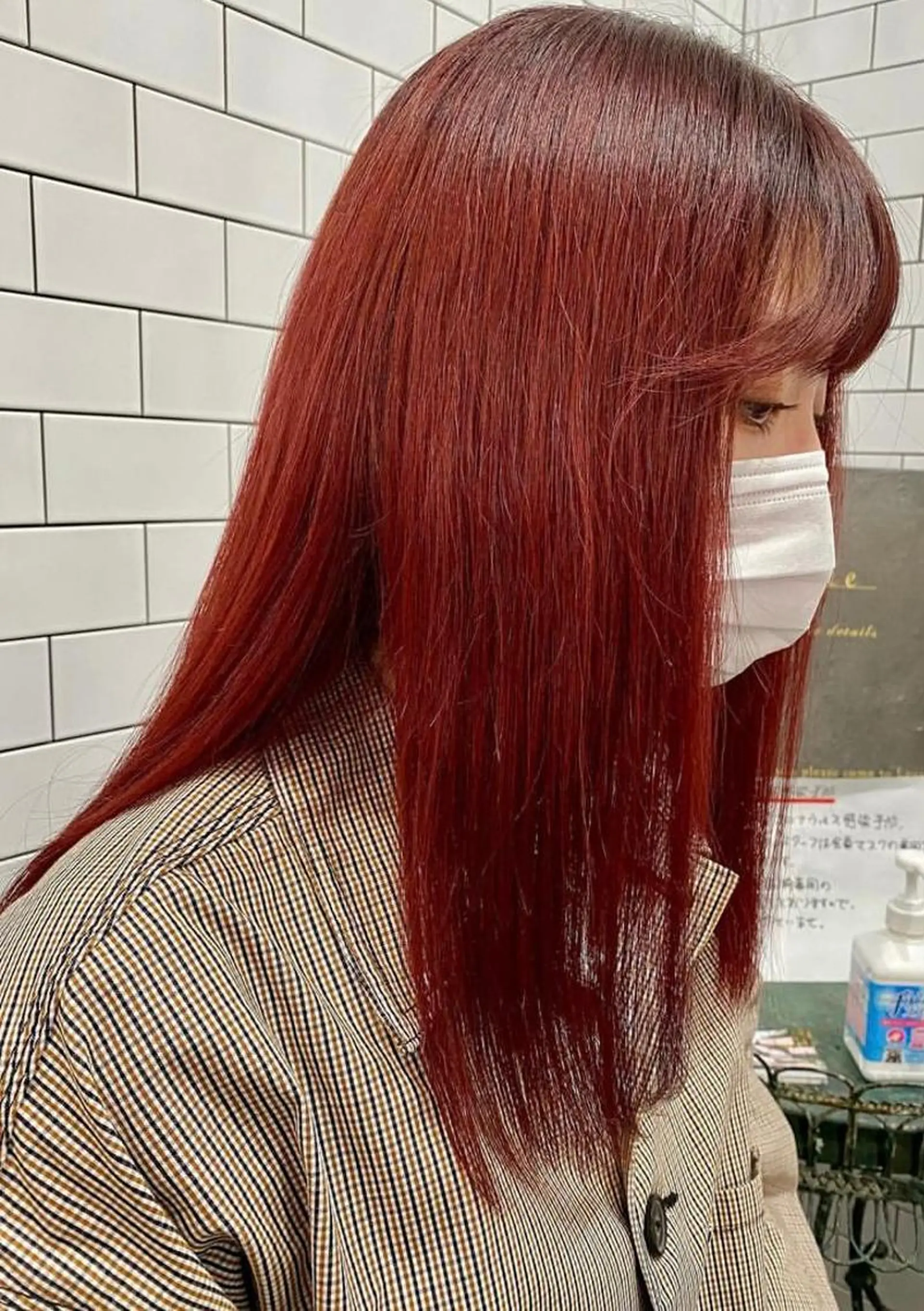 セミロング カラー ブリーチ レッドカラー 韓国風ヘア トリートメント t.所属・藤江 健人のヘアスタイル