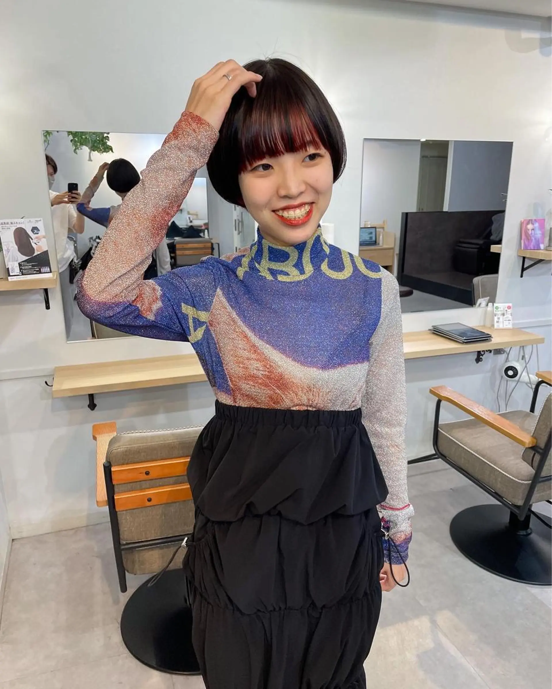 ショート カラー レッドカラー パーマ＊ 顔まわり似合わせのヘアスタイル