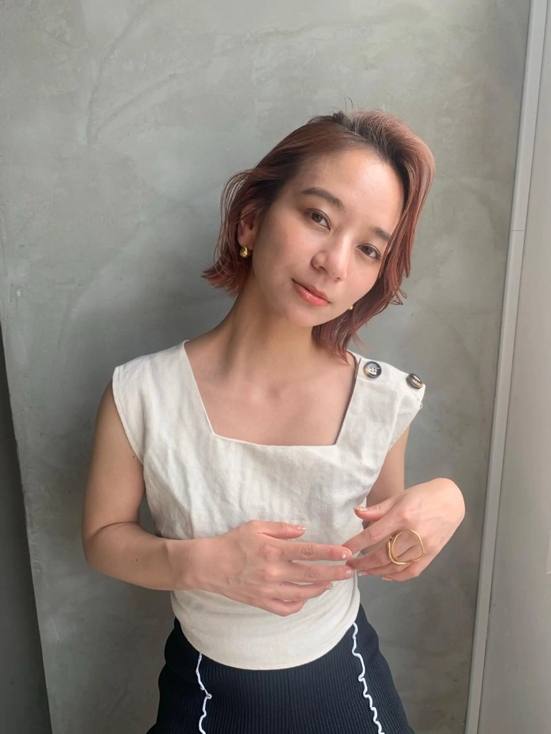 ミディアム カット 縮毛矯正 トリートメント maho🤍透明感 カラー/顔周りcutのヘアスタイル