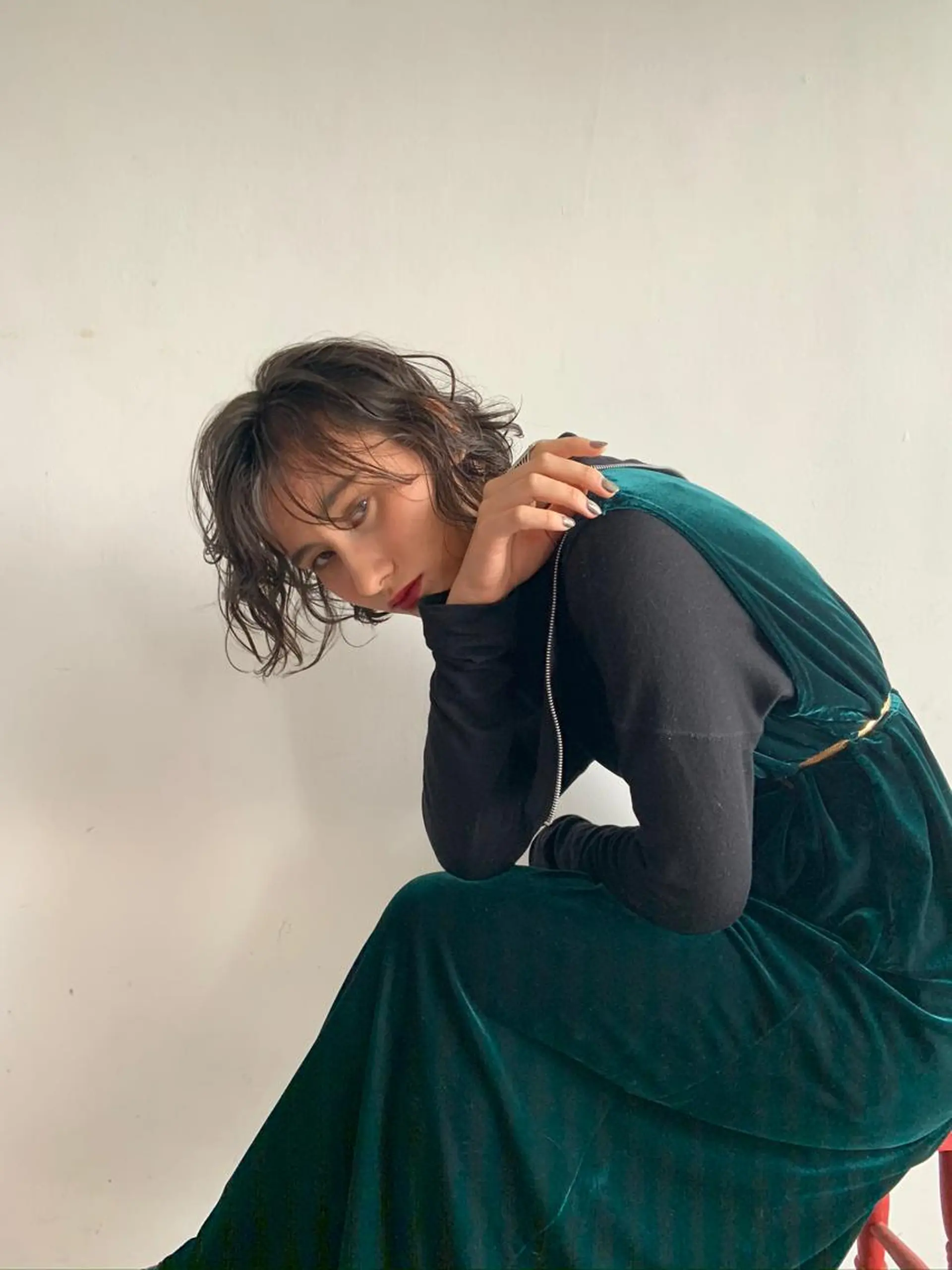 ミディアム パーマ ミディアムパーマ ボブ 透明感カラー 大人グレージュ有村のヘアスタイル