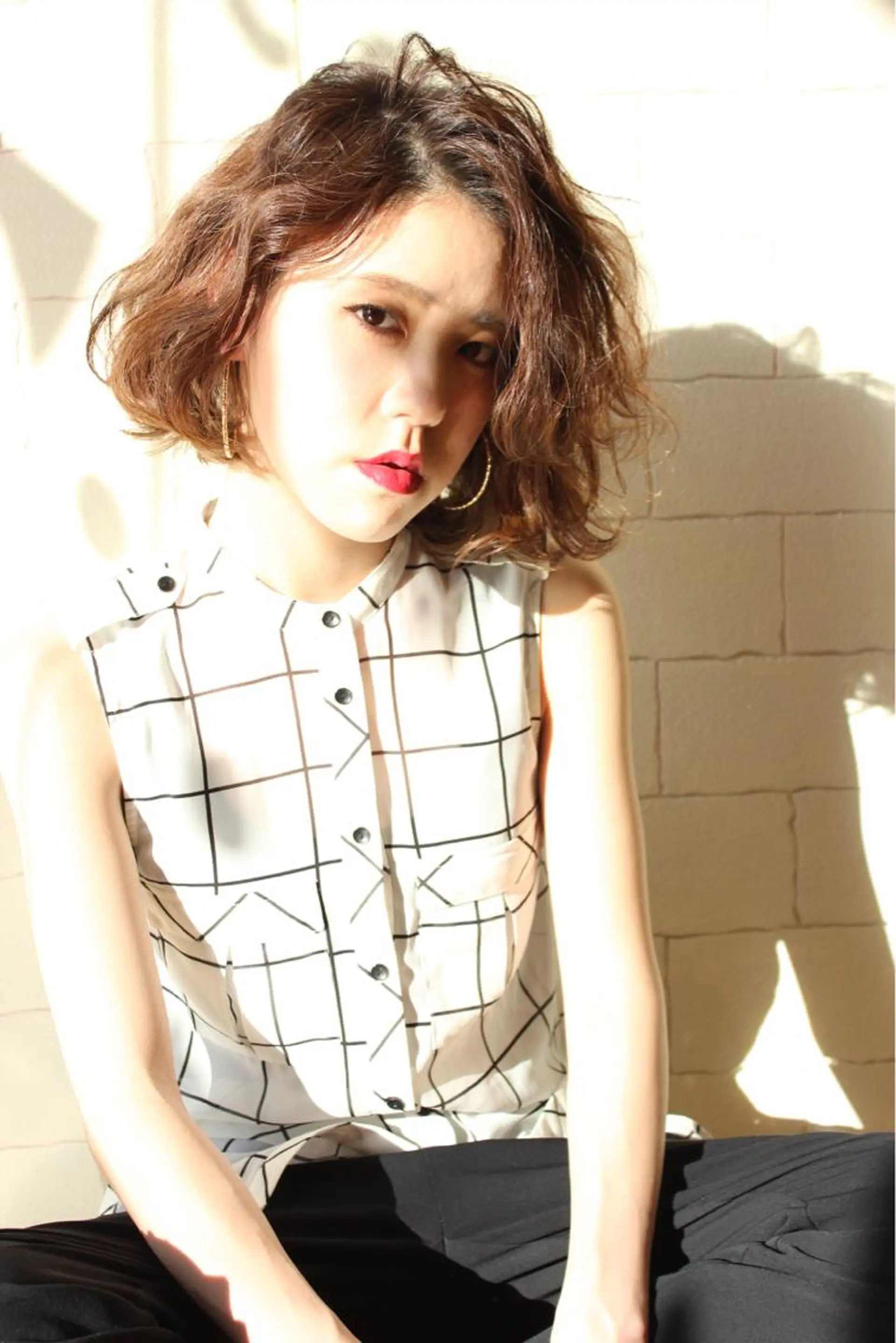 カラー パーマ ボブ 🌹ハッシュカット、 レイヤー韓国ヘア🌹のヘアスタイル