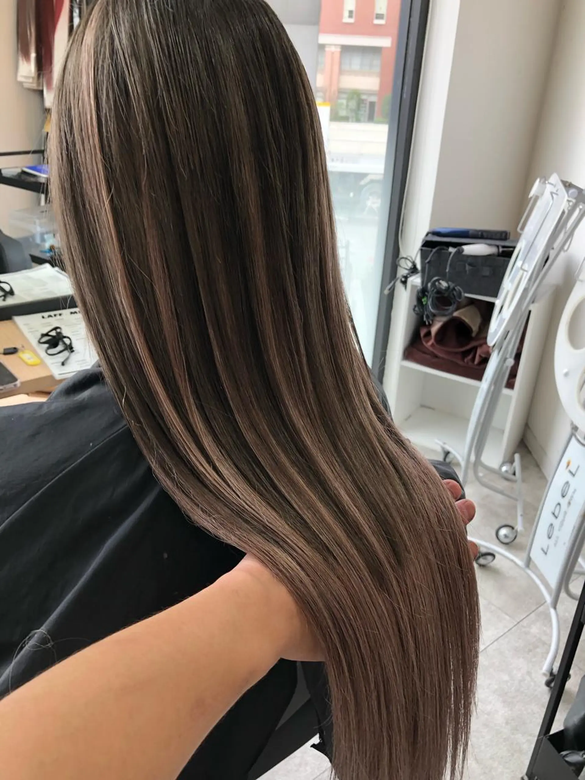 ロング カラー ヘアアレンジ シールエクステ バレイヤージュ ブリーチ ブルーカラー ブラウンカラー alpha. カラーエクステ下妻のヘアスタイル