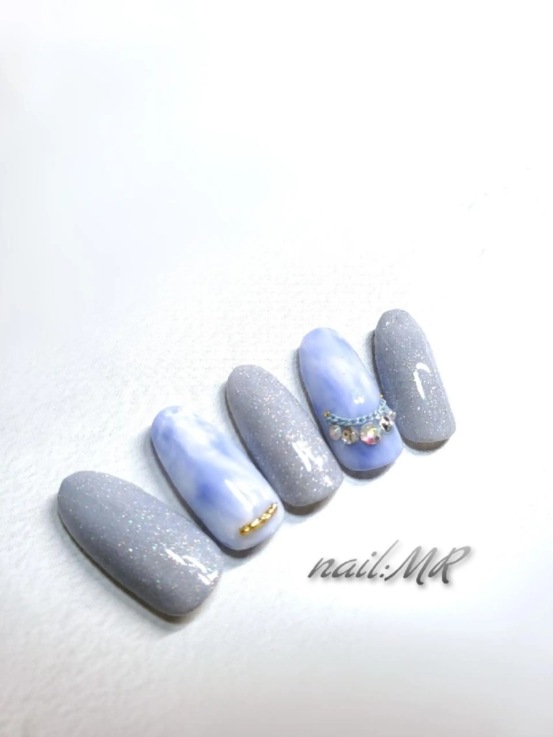 ネイル ブルー ハンドネイル Nail salon Coco所属・Nail salon Coco【溝の口駅】のネイルデザイン
