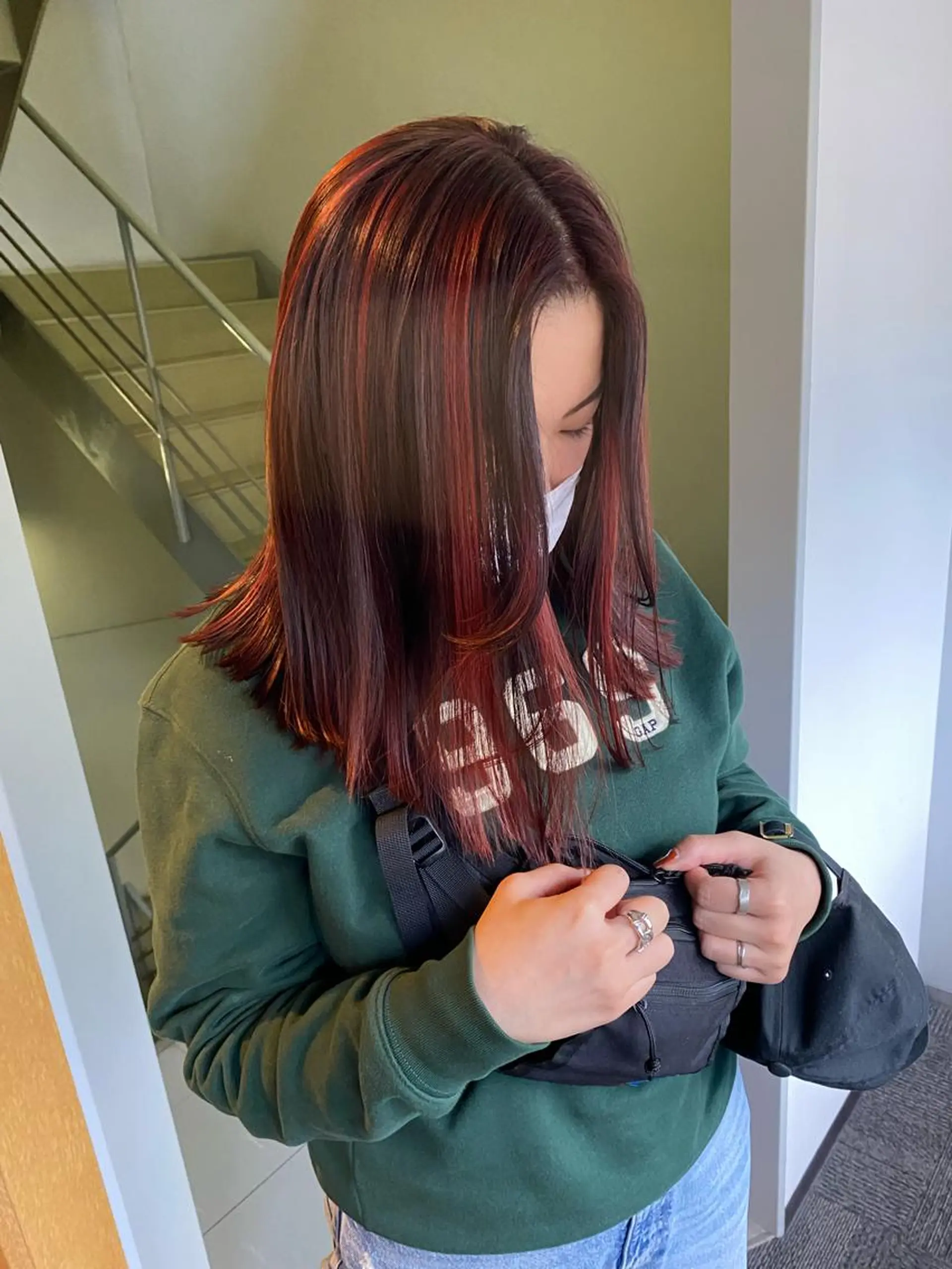 セミロング カラー パーマ ヘアアレンジ 髪と音処　マトぺ所属・デザインカラー/ボブ ブリーチカラー/ユリのヘアスタイル