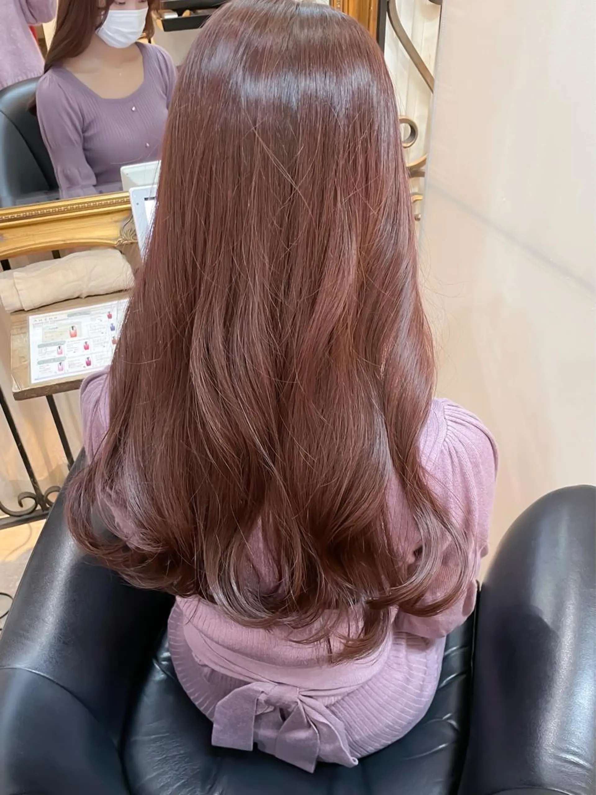 ロング ピンクブラウン ピンクラベンダー くびれヘア ヨシンモリ 韓国風ヘア allure所属・表参道Allure 大塚ちはなのヘアスタイル