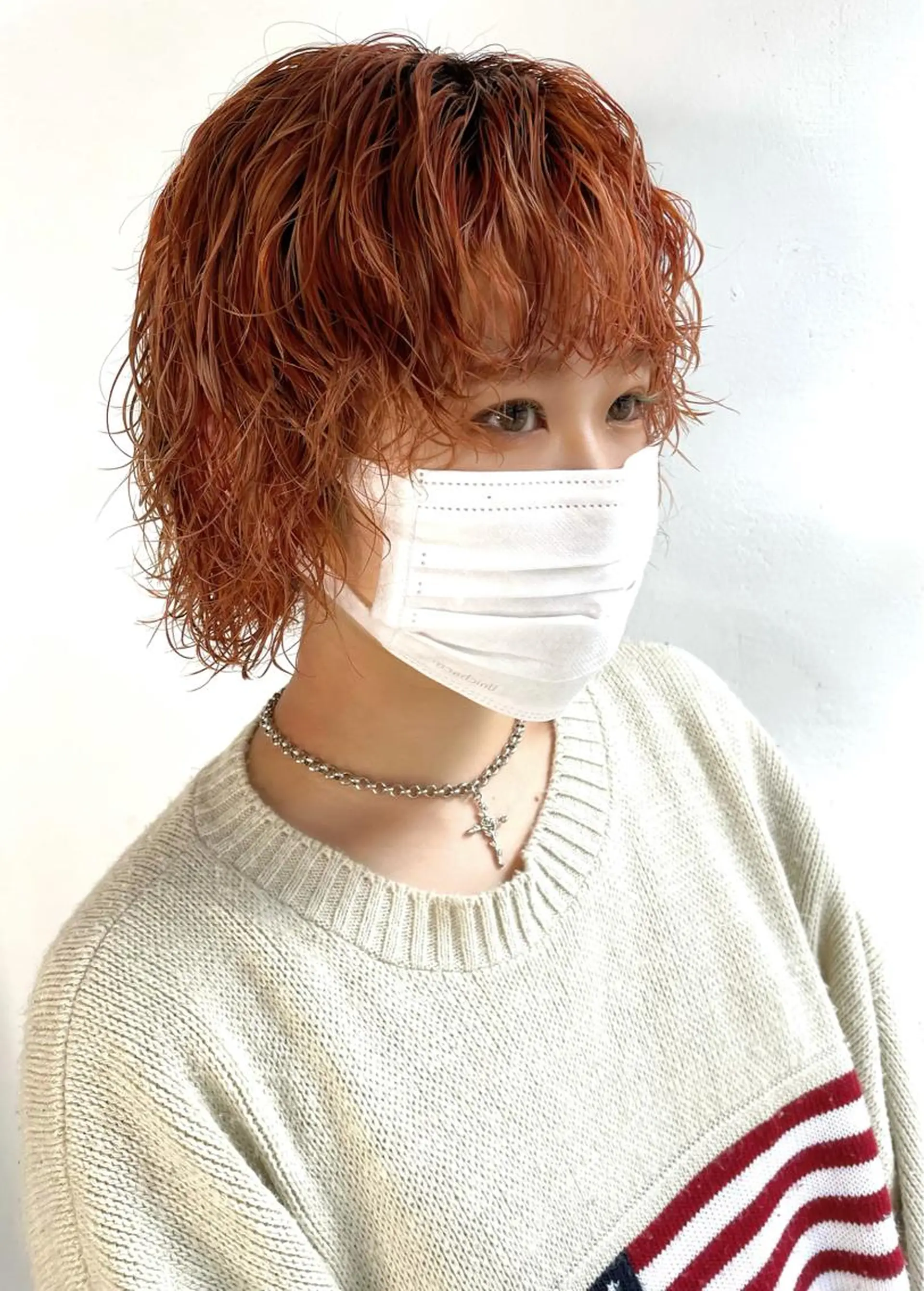 ミディアム カラー パーマ ヘアアレンジ ミディアムパーマ オレンジ カット ヘアカラー パーマ トリートメント 〽️magico/ ウルフDaiki〽️のヘアスタイル