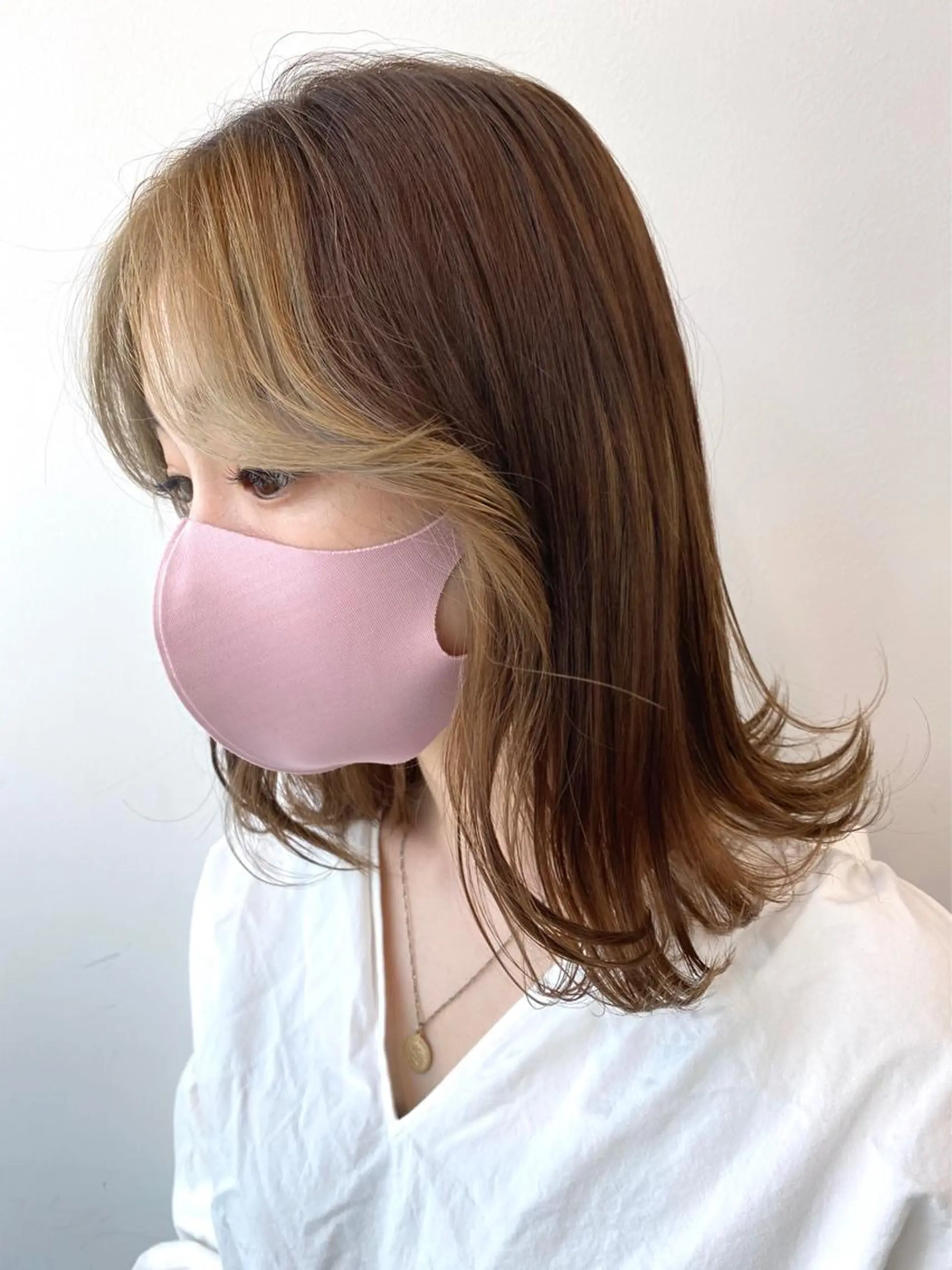 ミディアム カラー ミストバング ベージュカラー  フェイスフレーミング momo所属・メンズヘアメイク 🩵Mayuki🩵のヘアスタイル