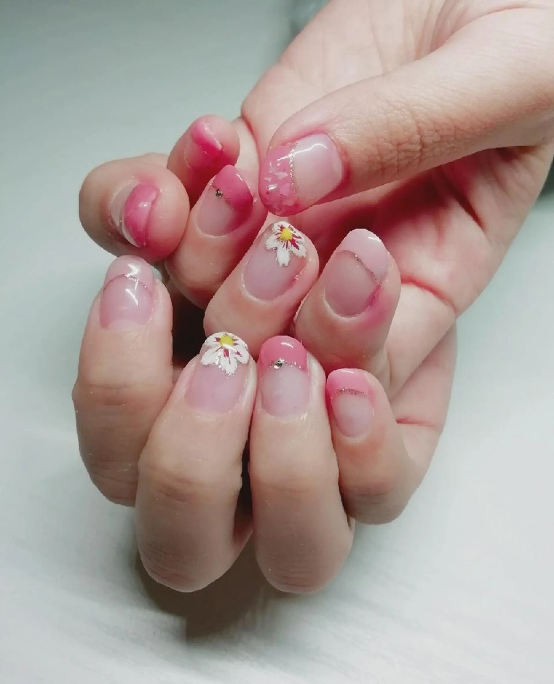 ネイル アートネイル フレンチネイル ピンク 春ネイル ひだか あいこのネイルデザイン