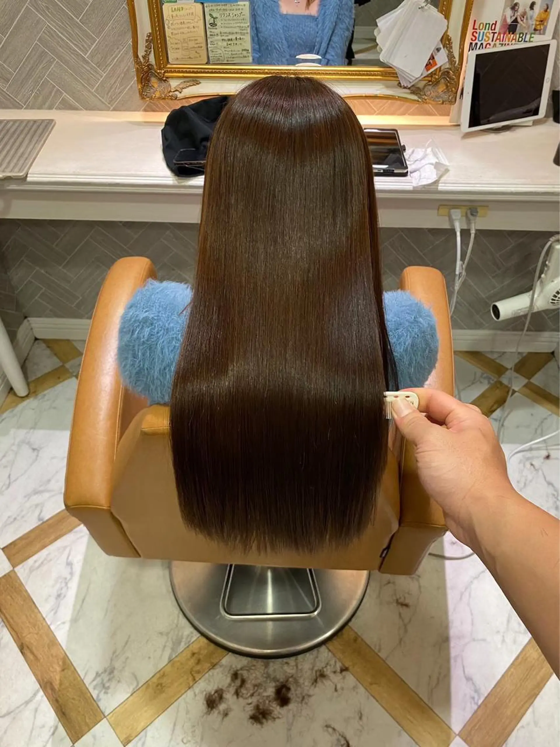 ロング ボブ 顔周りカット ハイライト 髪質改善 韓国風ヘア カット ヘアカラー 縮毛矯正 新宿/韓国レイヤー/ 髪質改善/佐藤航のヘアスタイル