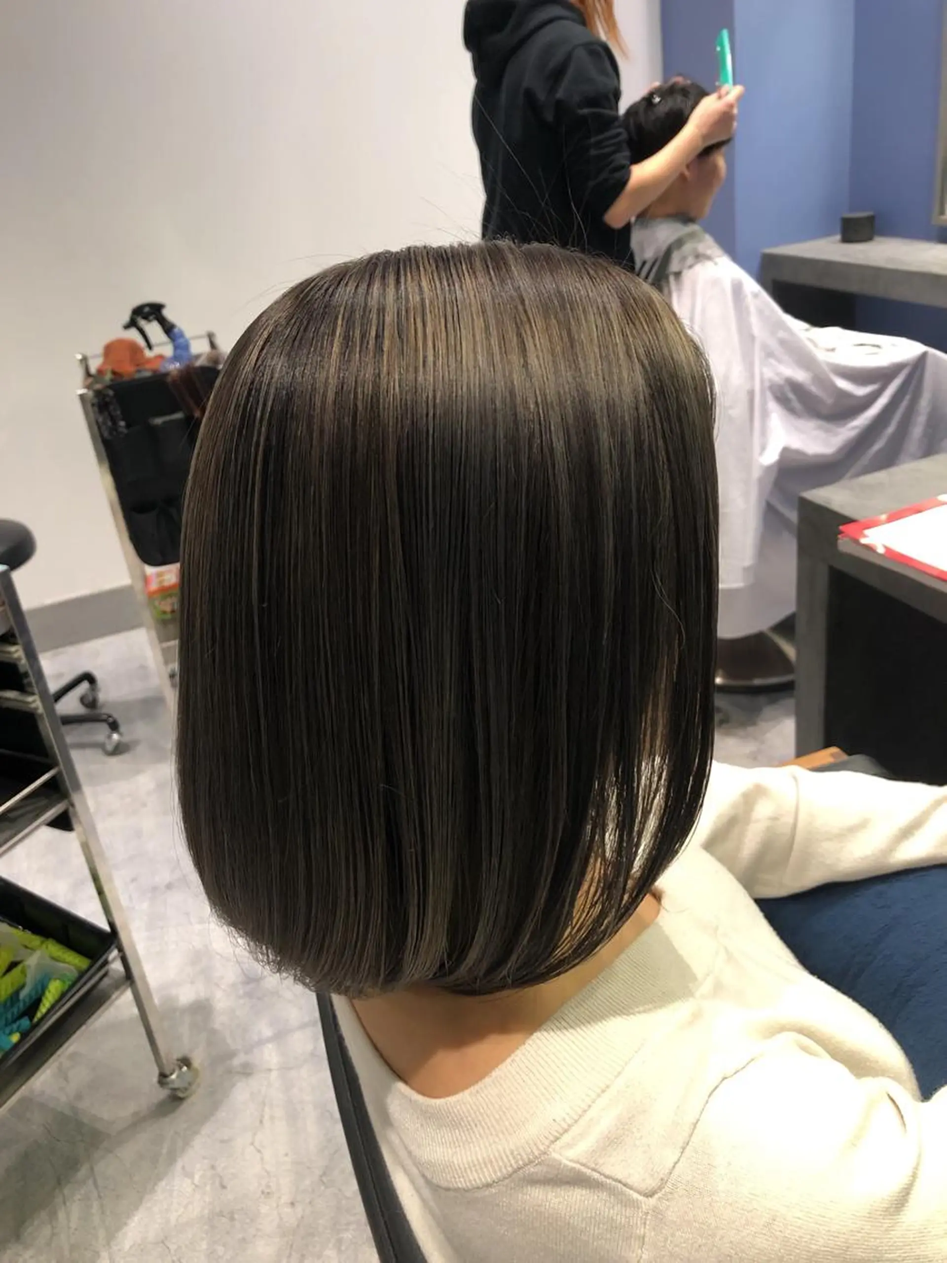 ミディアム ハイライト レイヤーカット ブリーチ縮毛矯正/ デサキ ショウヘイのヘアスタイル