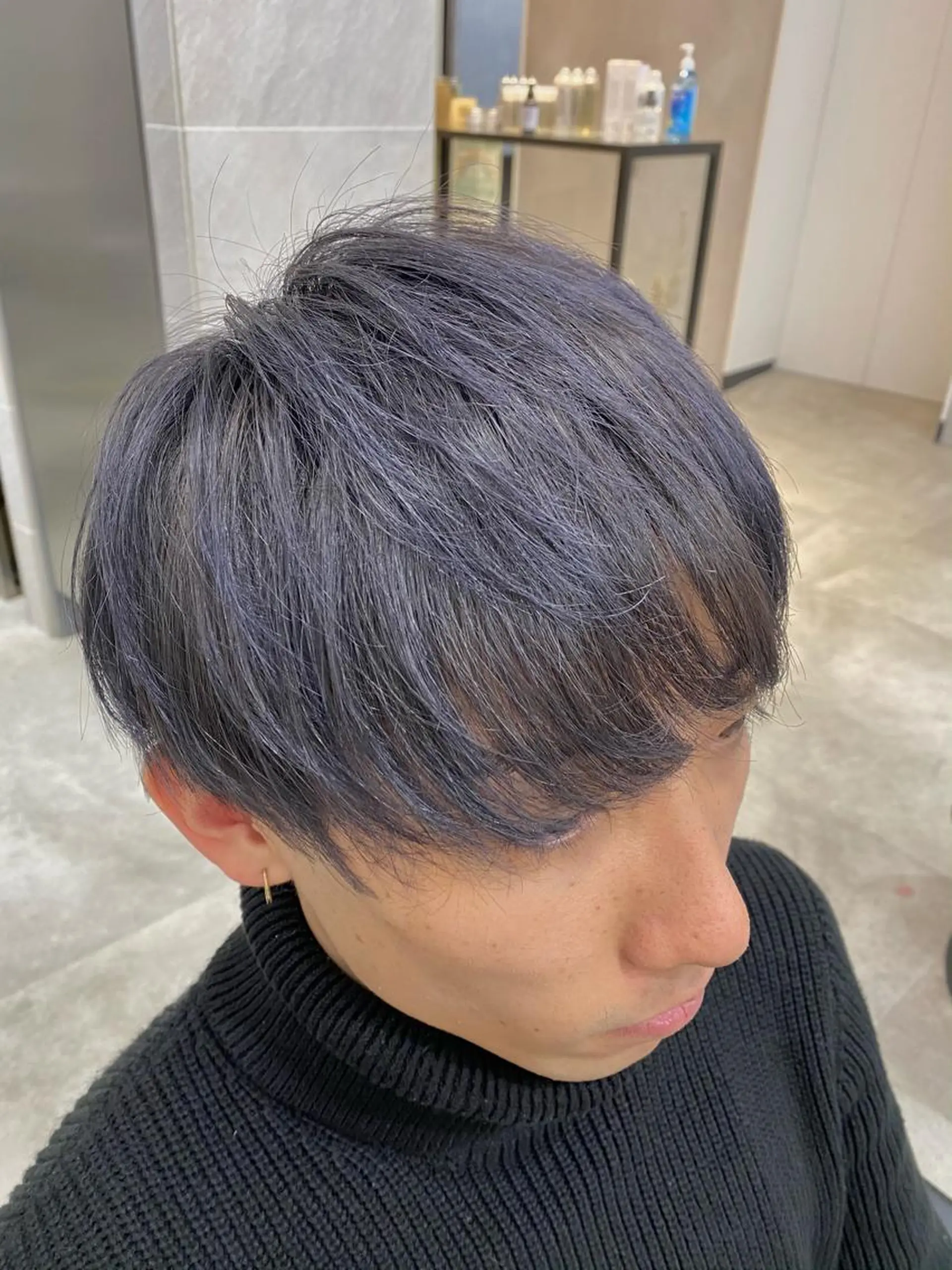 ショート カラー メンズ マッシュ パープルカラー カット ヘアカラー ピンク/ベージュ /似合わせ/田島百華のヘアスタイル