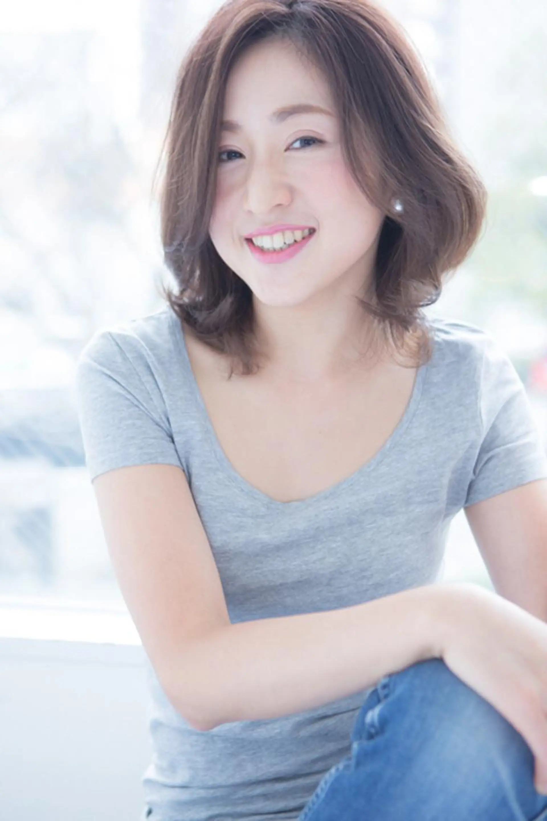 ミディアム カラー パーマ マツエク・マツパ イルミナカラー 髪質改善ayame 横山諒のヘアスタイル