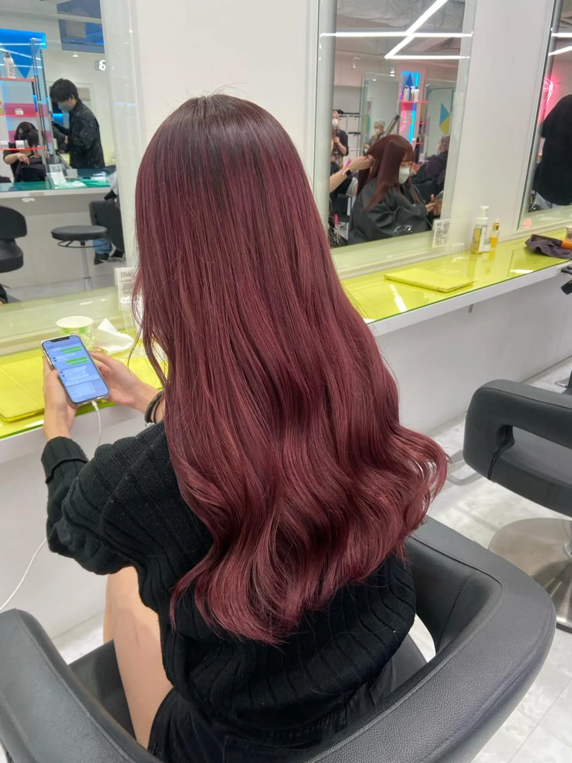 セミロング カラー ヘアカラー ヘアセット ワインレッド 🍒KAHOのヘアスタイル