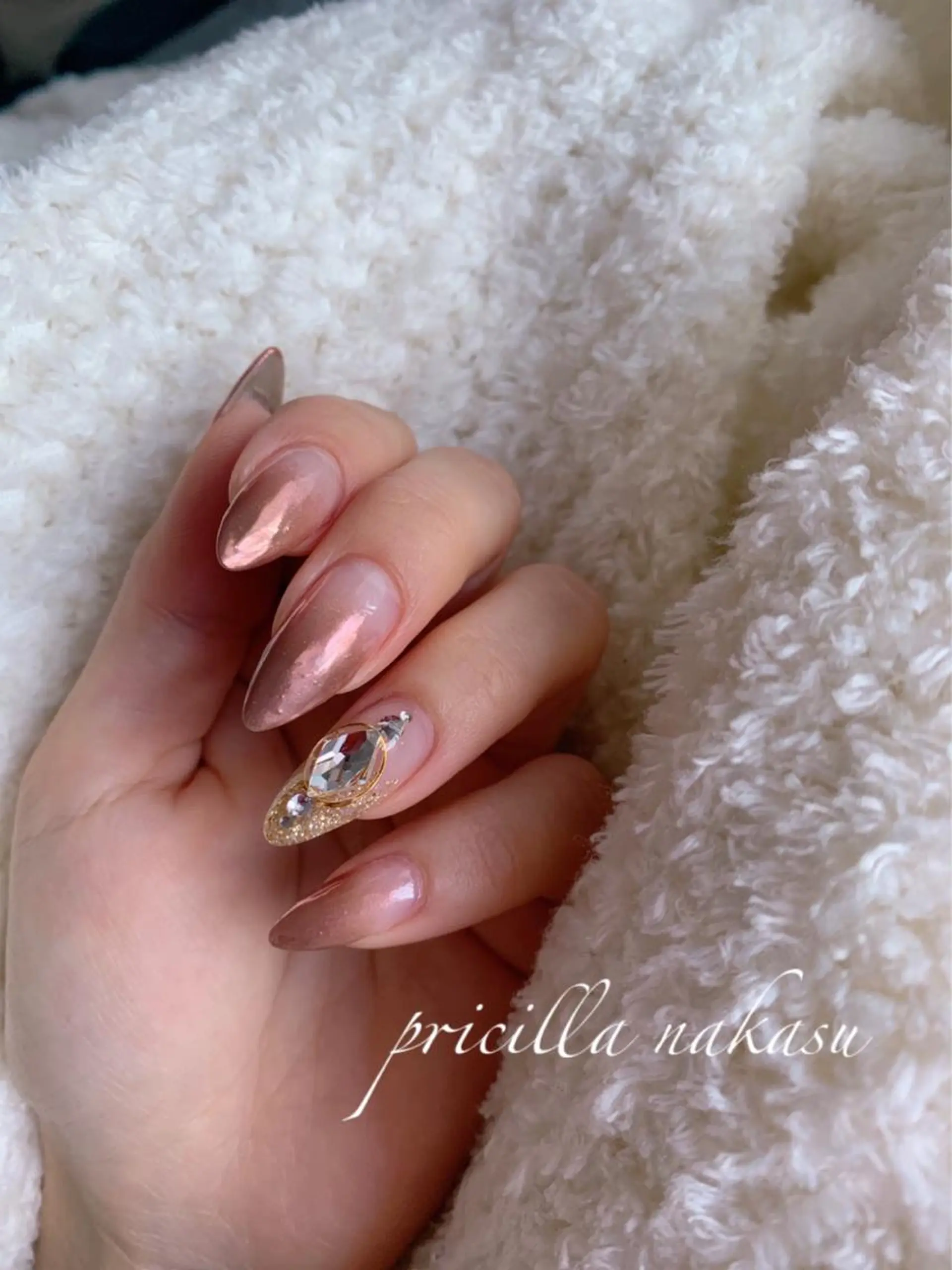 ネイル ミラーネイル ピンク *･*MIMnail *･゜ﾟ･*:･*のネイルデザイン