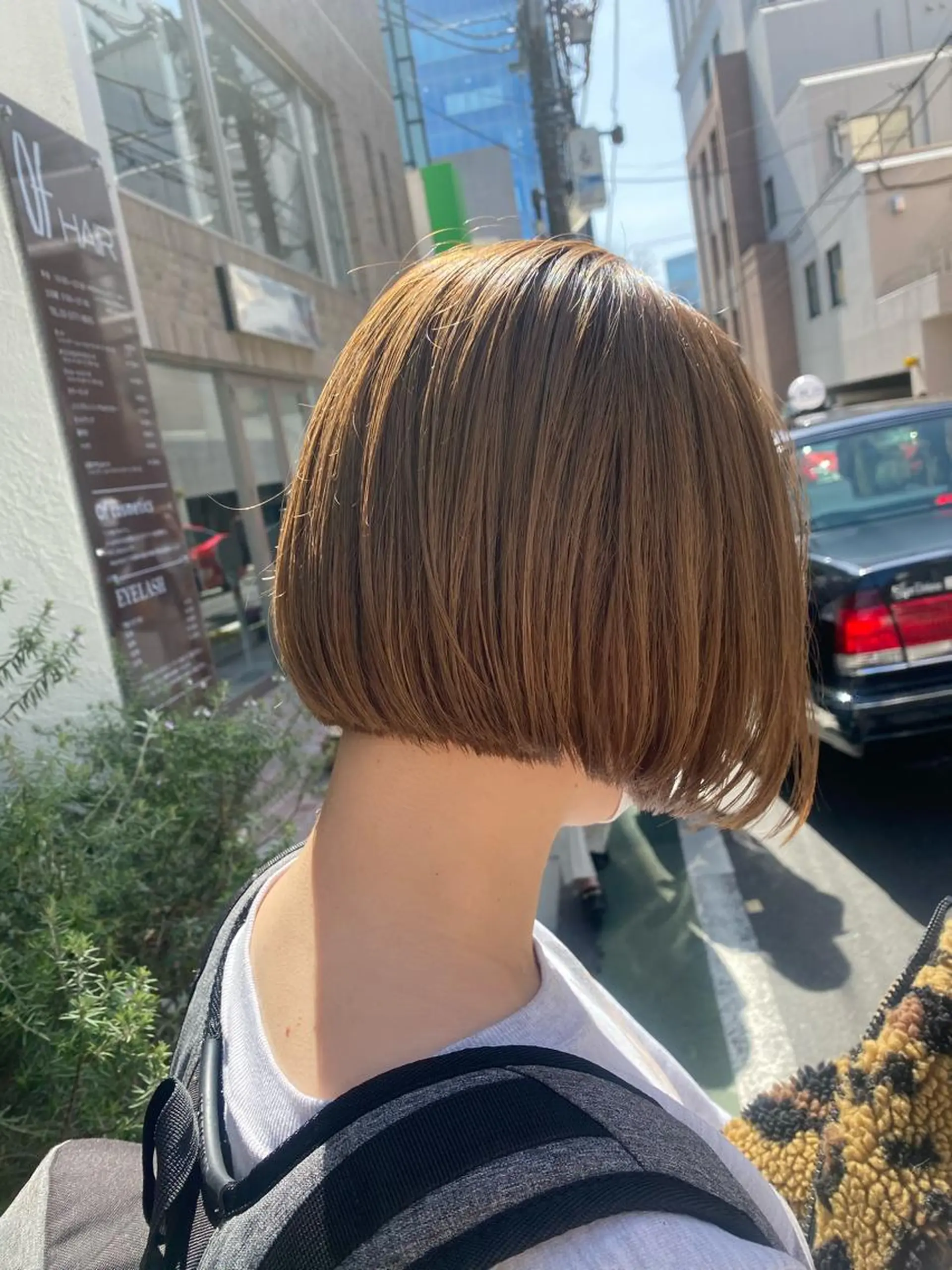 ショート ボブ カット ヘアカラー ボブ顔周り 韓国遠藤小雪のヘアスタイル