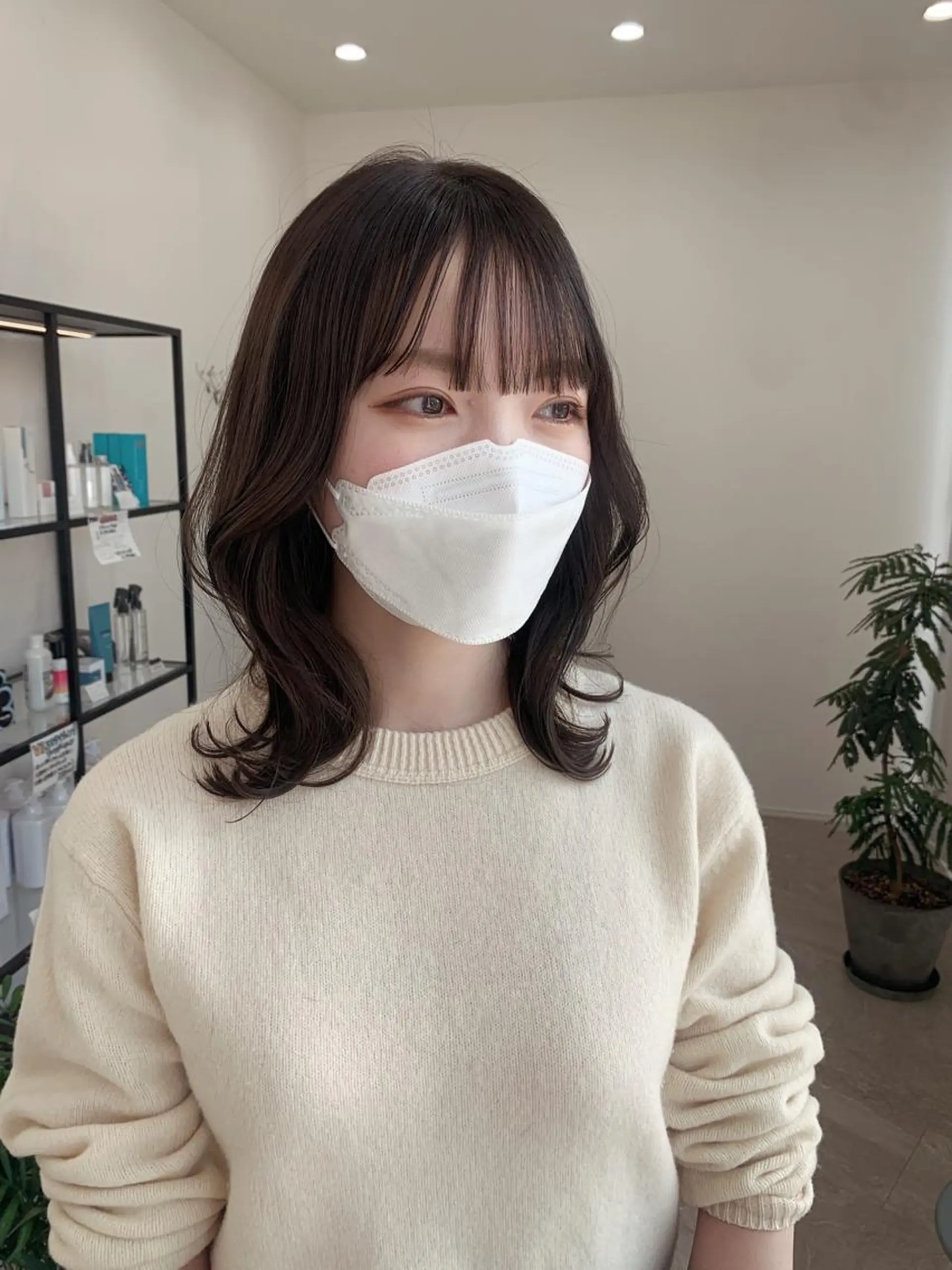 ミディアム カラー グレージュ くびれヘア kitagawa mayuのヘアスタイル